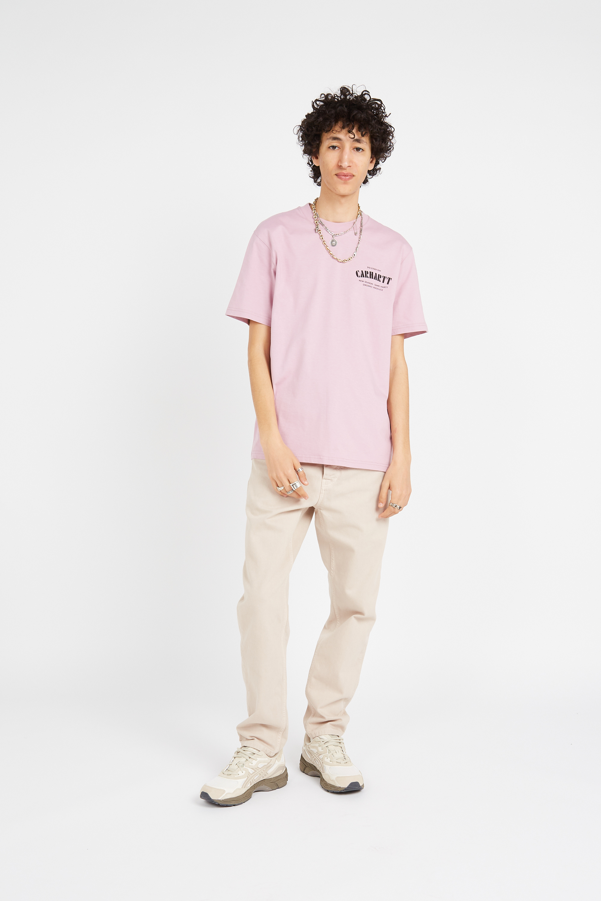 Regular-fit round-neck cotton T-shirt Pink