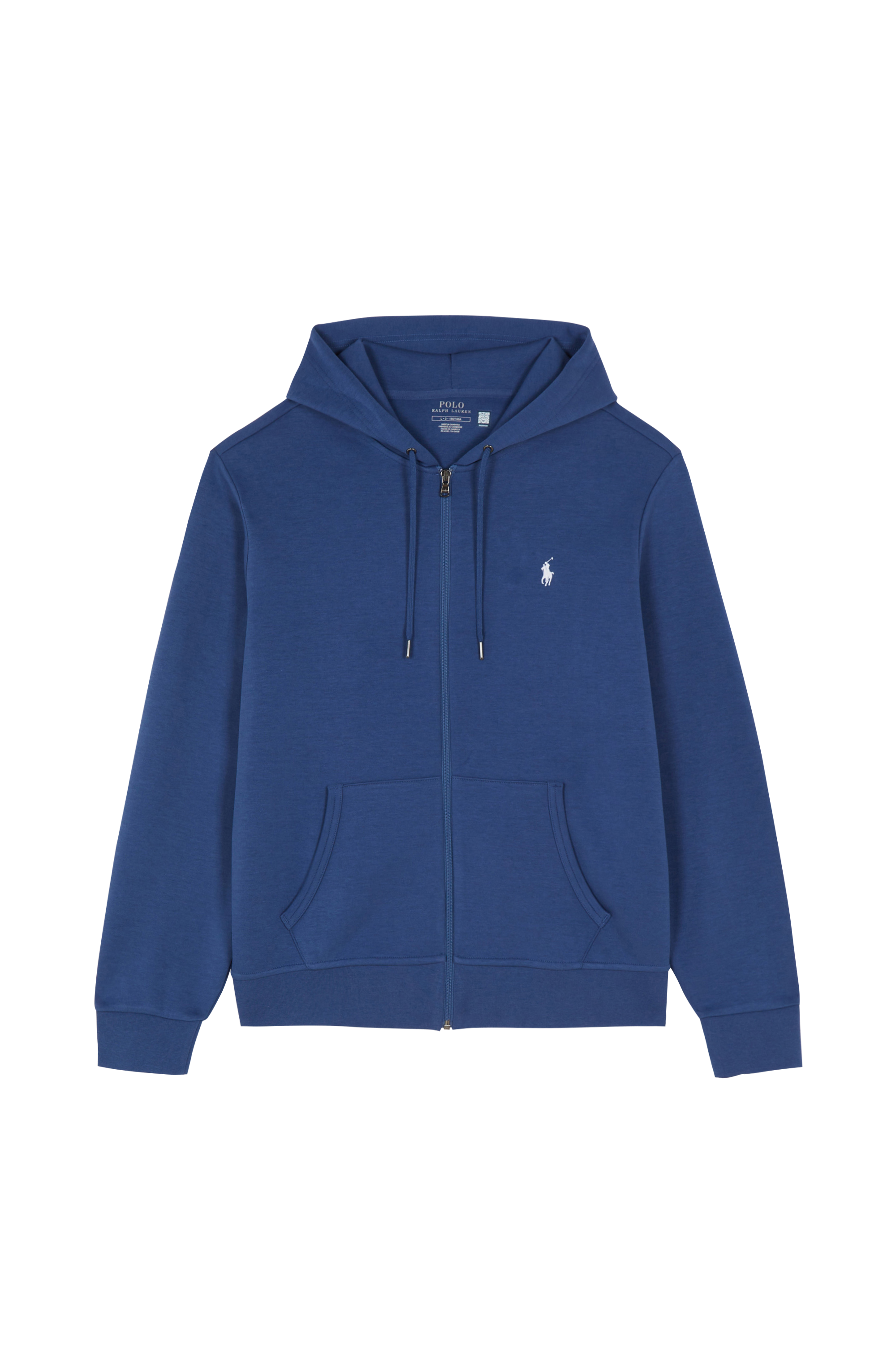 Regular-fit zip-up cotton-blend hoodie with Pony Player Blue