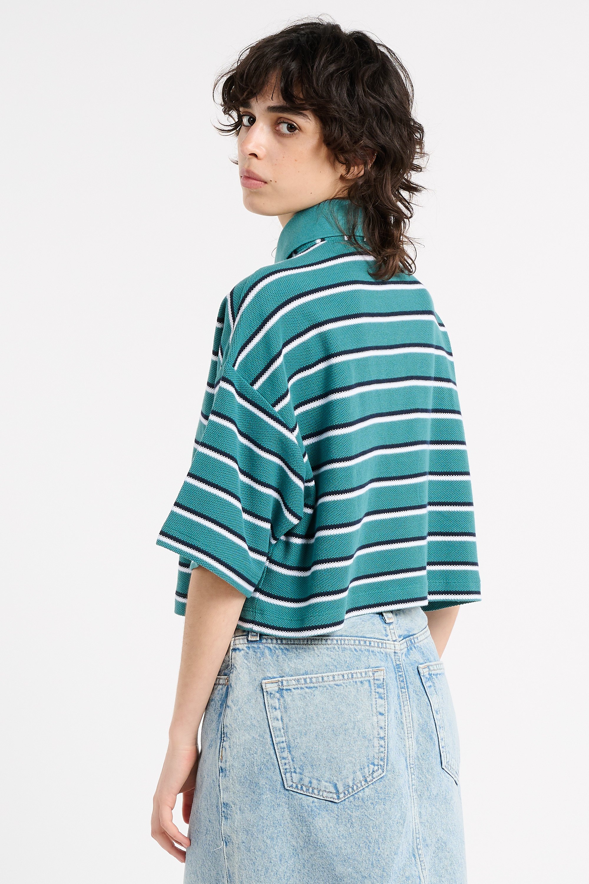 Polo court rayé | Vert CALVIN KLEIN Femme