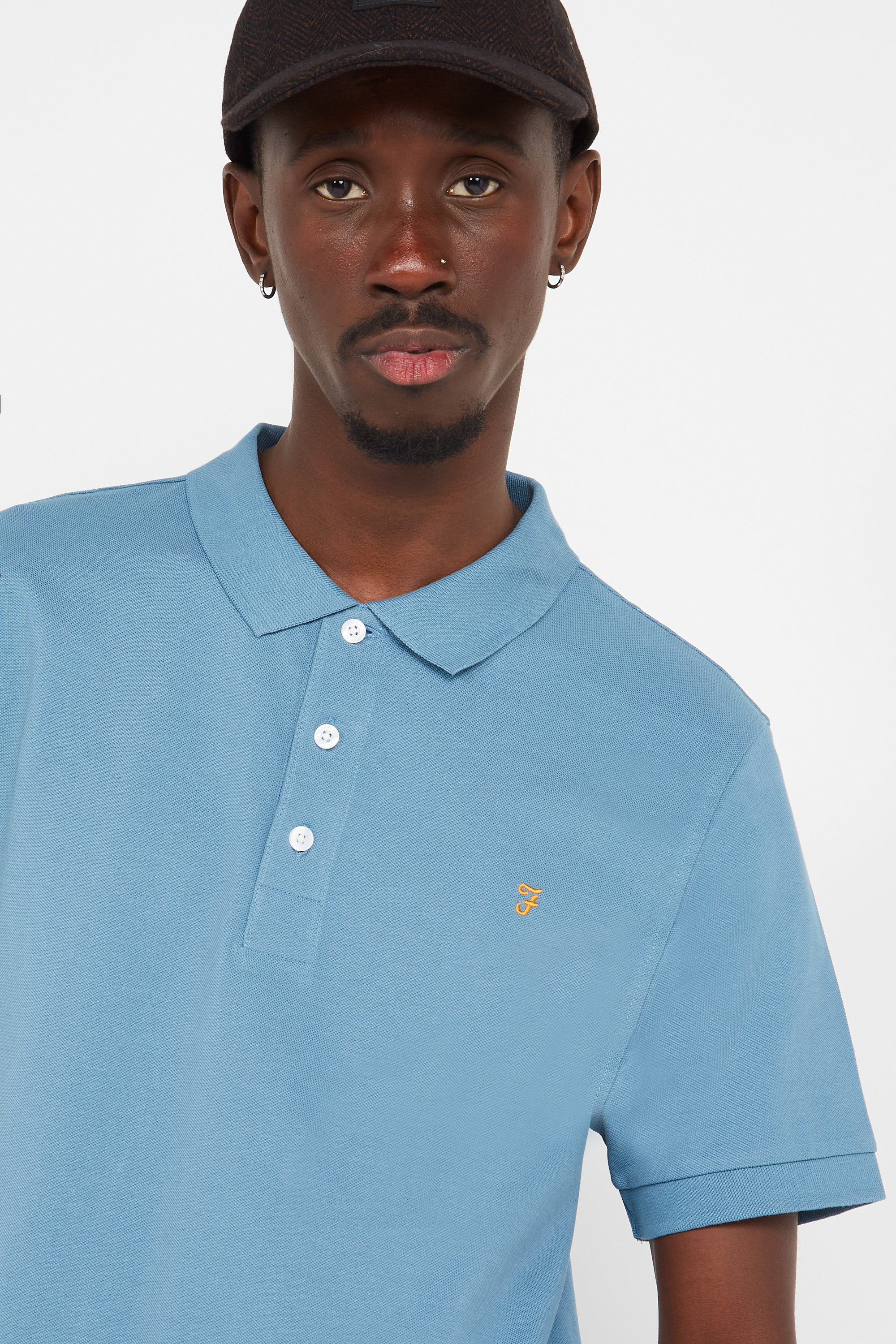 Polo à manches courtes en coton bio Bleu