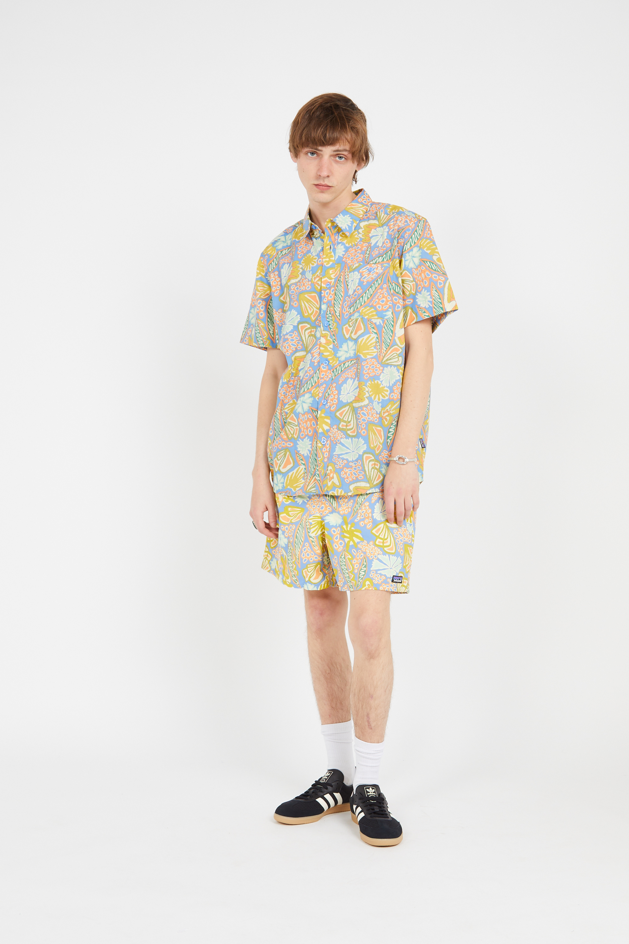 Chemise regular-fit imprimée en coton bio mélangé Bleu