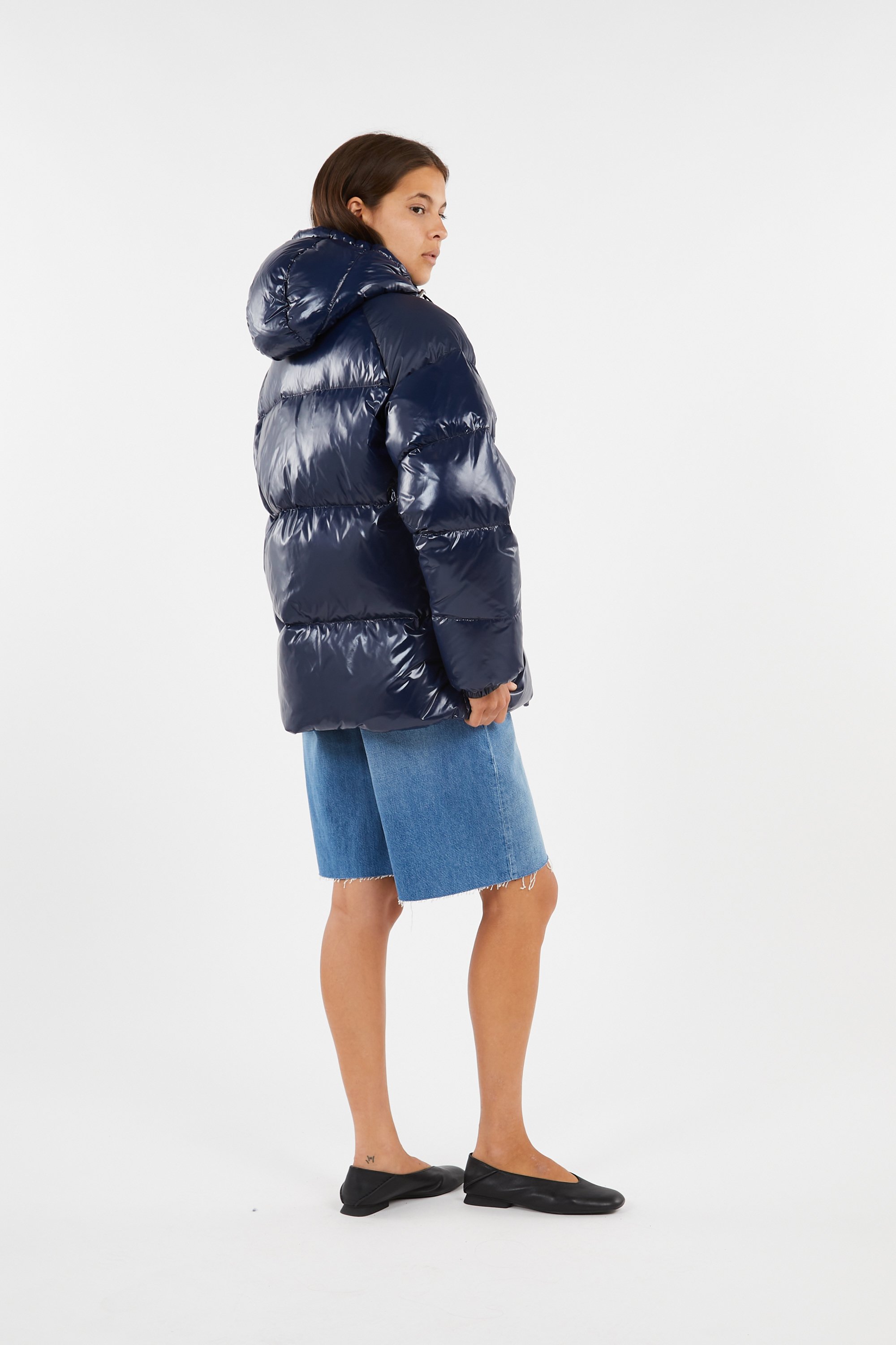 Lightweight quilted padded jacket with high neck Blue