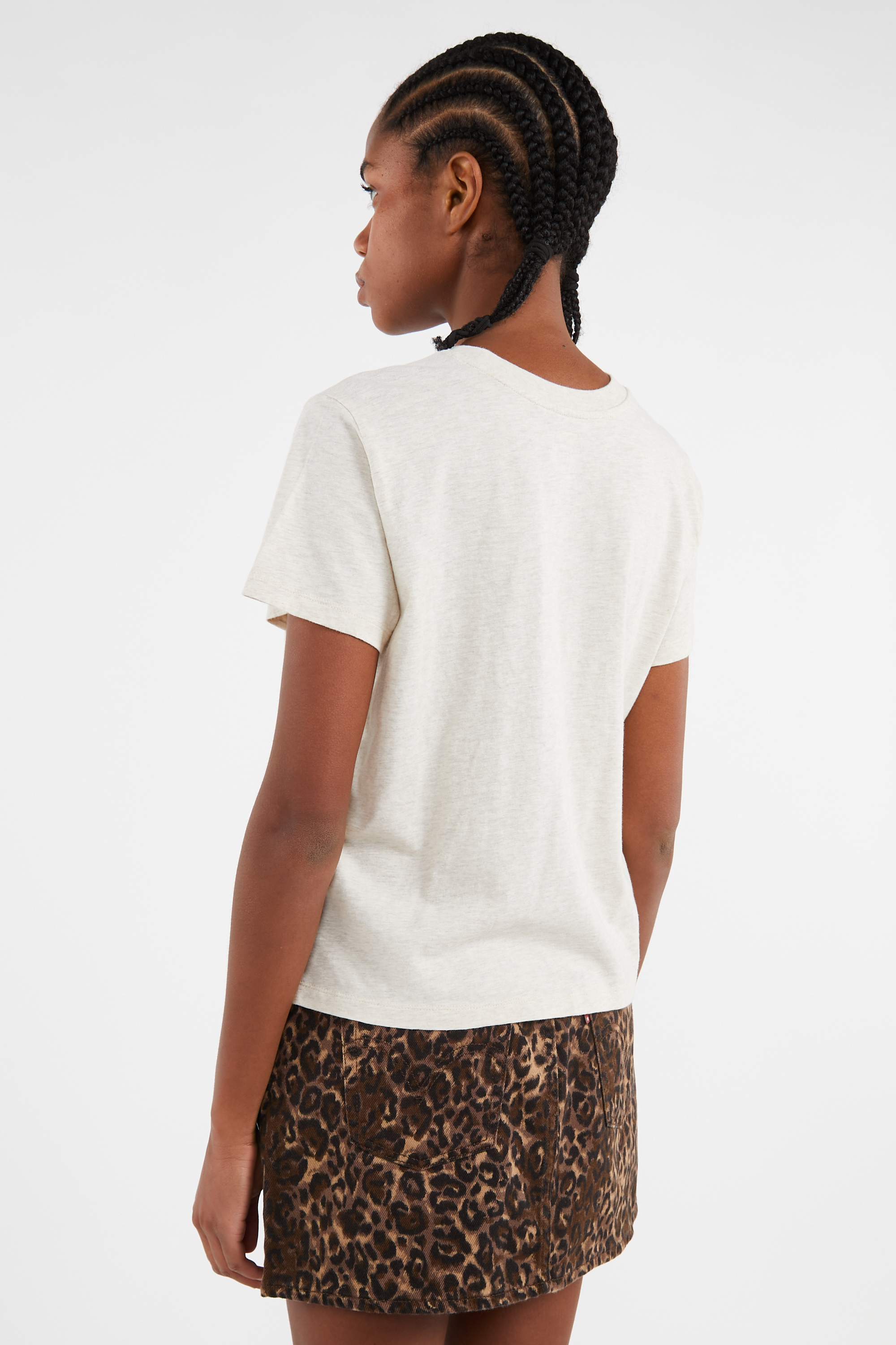 Regular-fit round-neck cotton T-shirt Beige