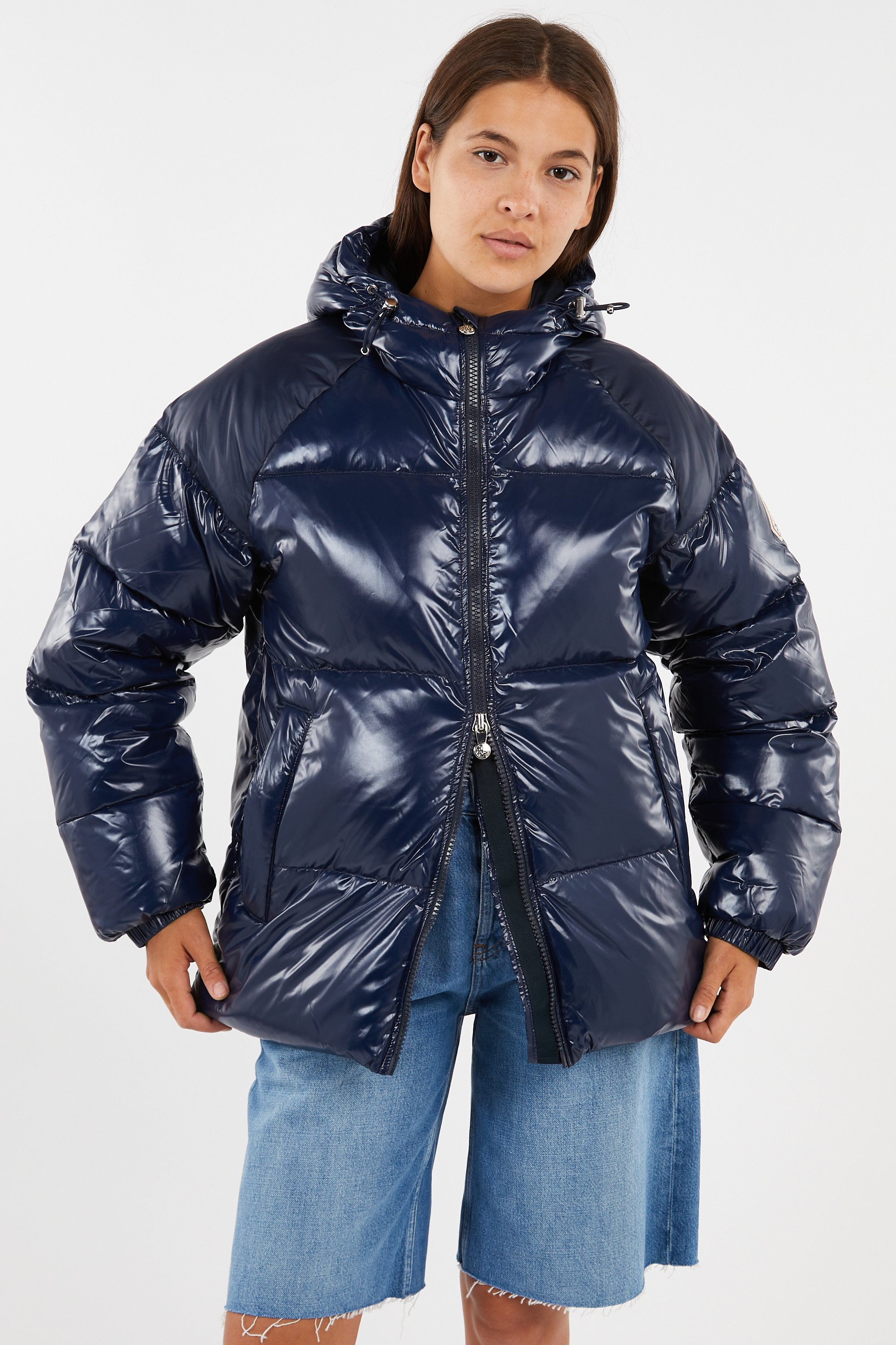 Lightweight quilted padded jacket with high neck Blue