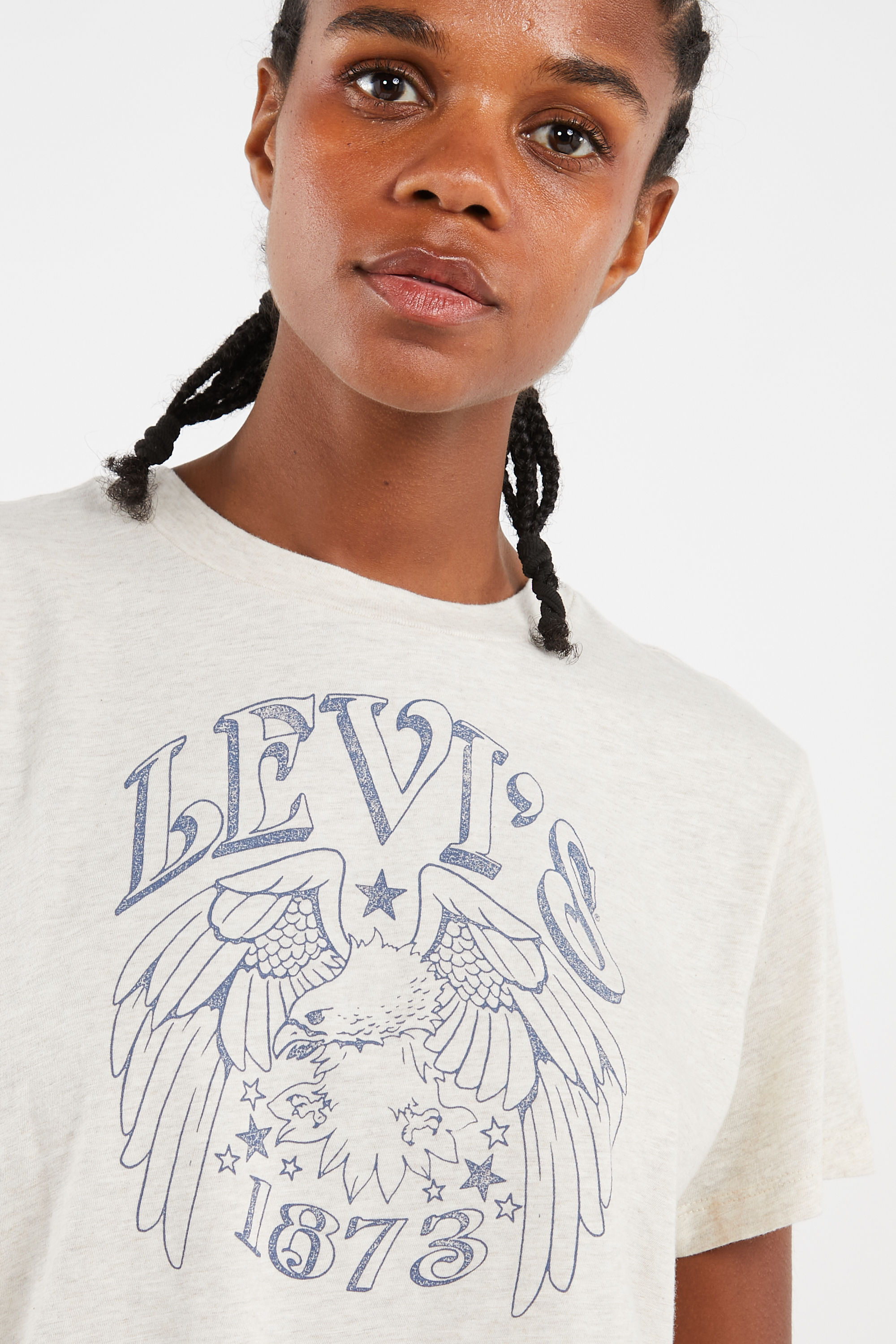 Regular-fit round-neck cotton T-shirt Beige