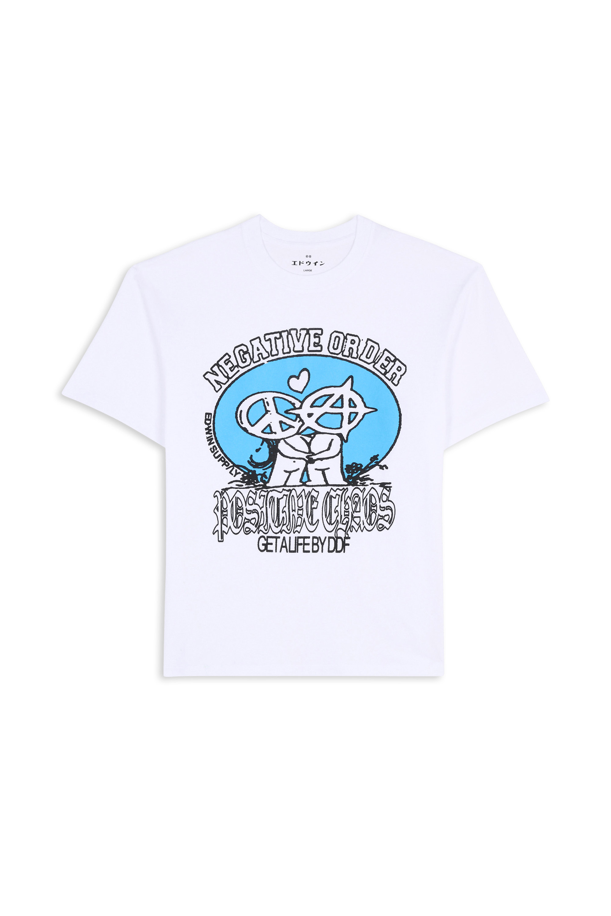 Regular-fit round-neck cotton T-shirt POSITIVE CHAOS Blanc