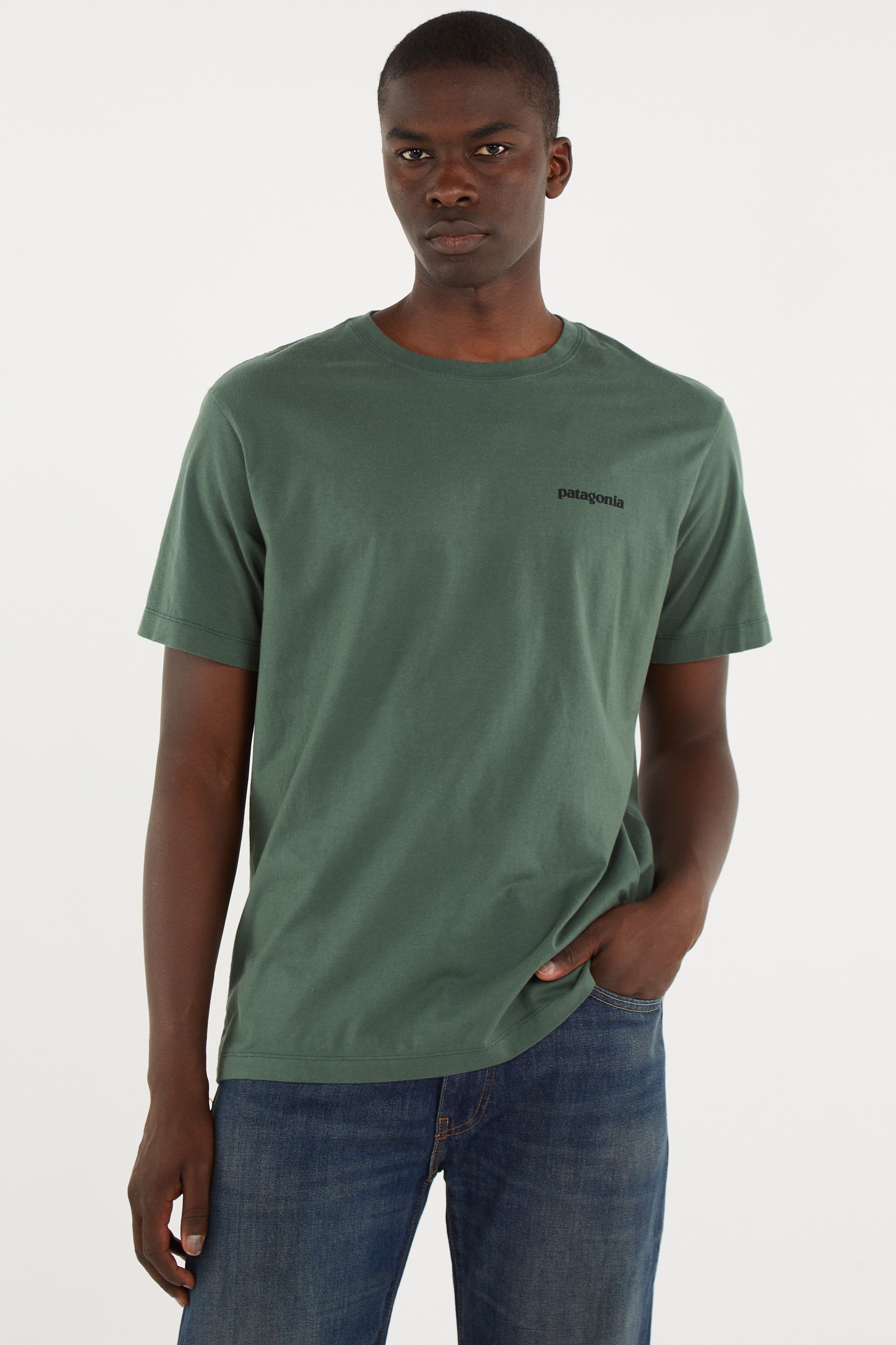 Regular-fit round-neck cotton T-shirt | Green PATAGONIA Men