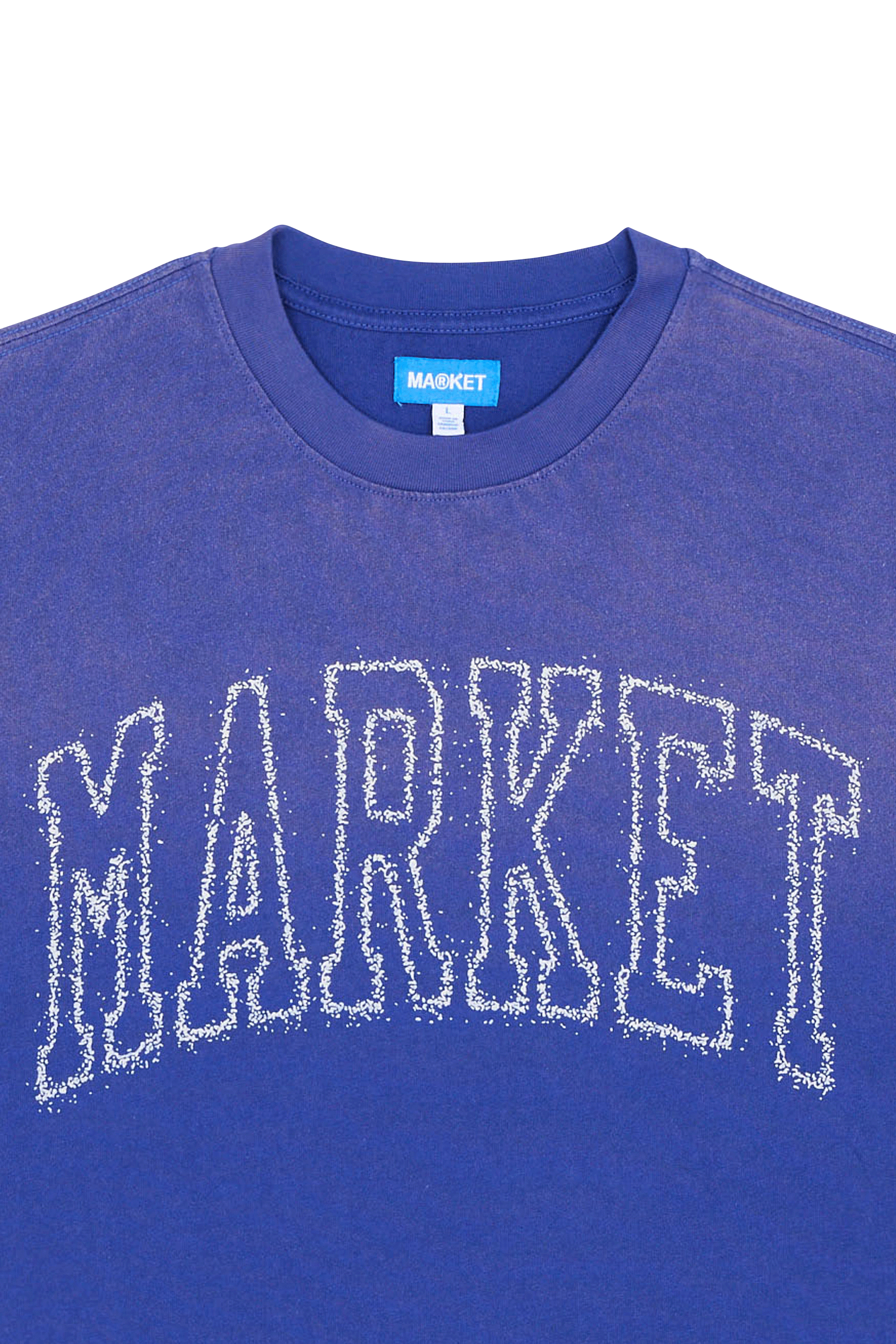 Regular-fit round-neck cotton T-shirt Blue