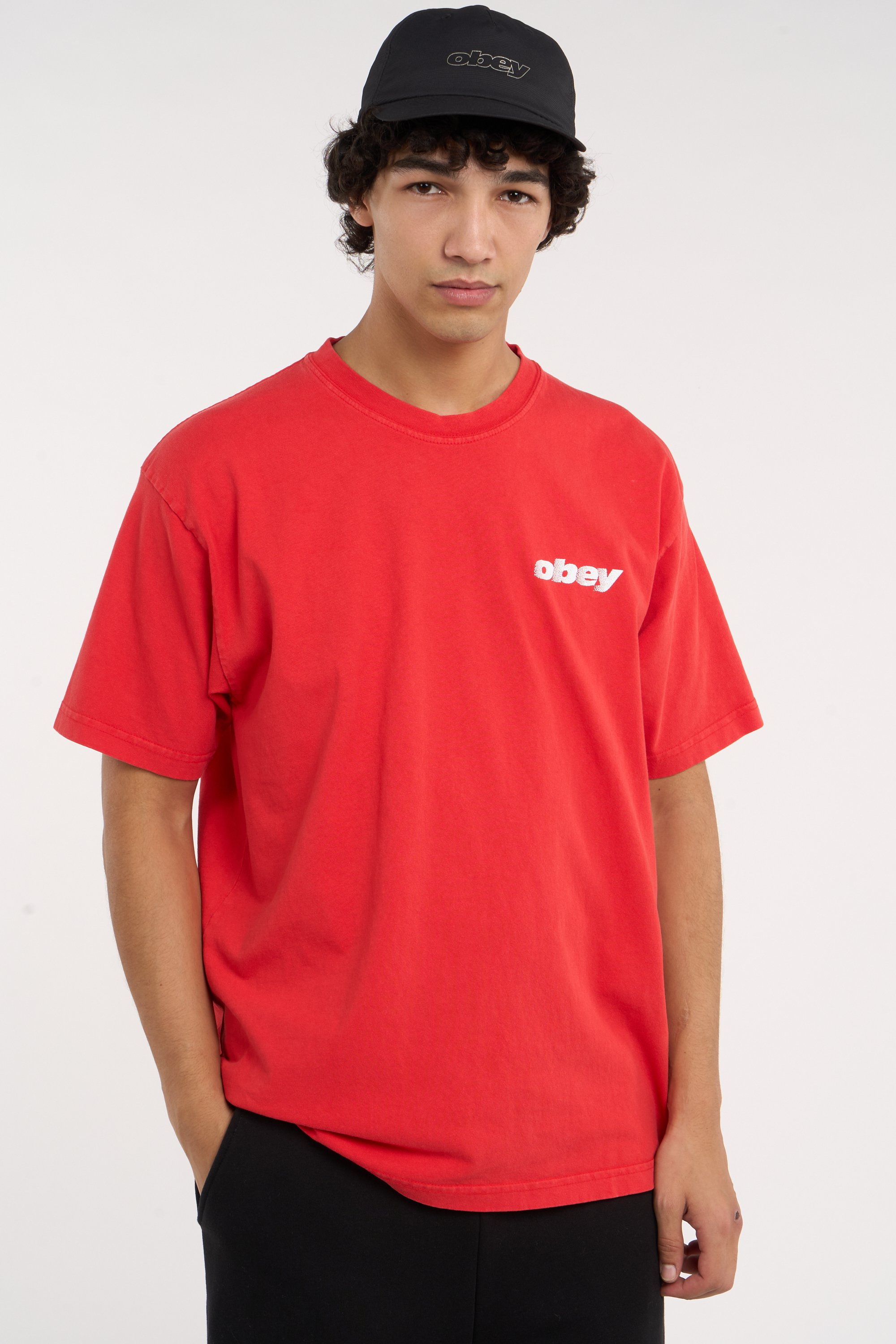 Regular-fit round-neck cotton T-shirt | Red OBEY Men
