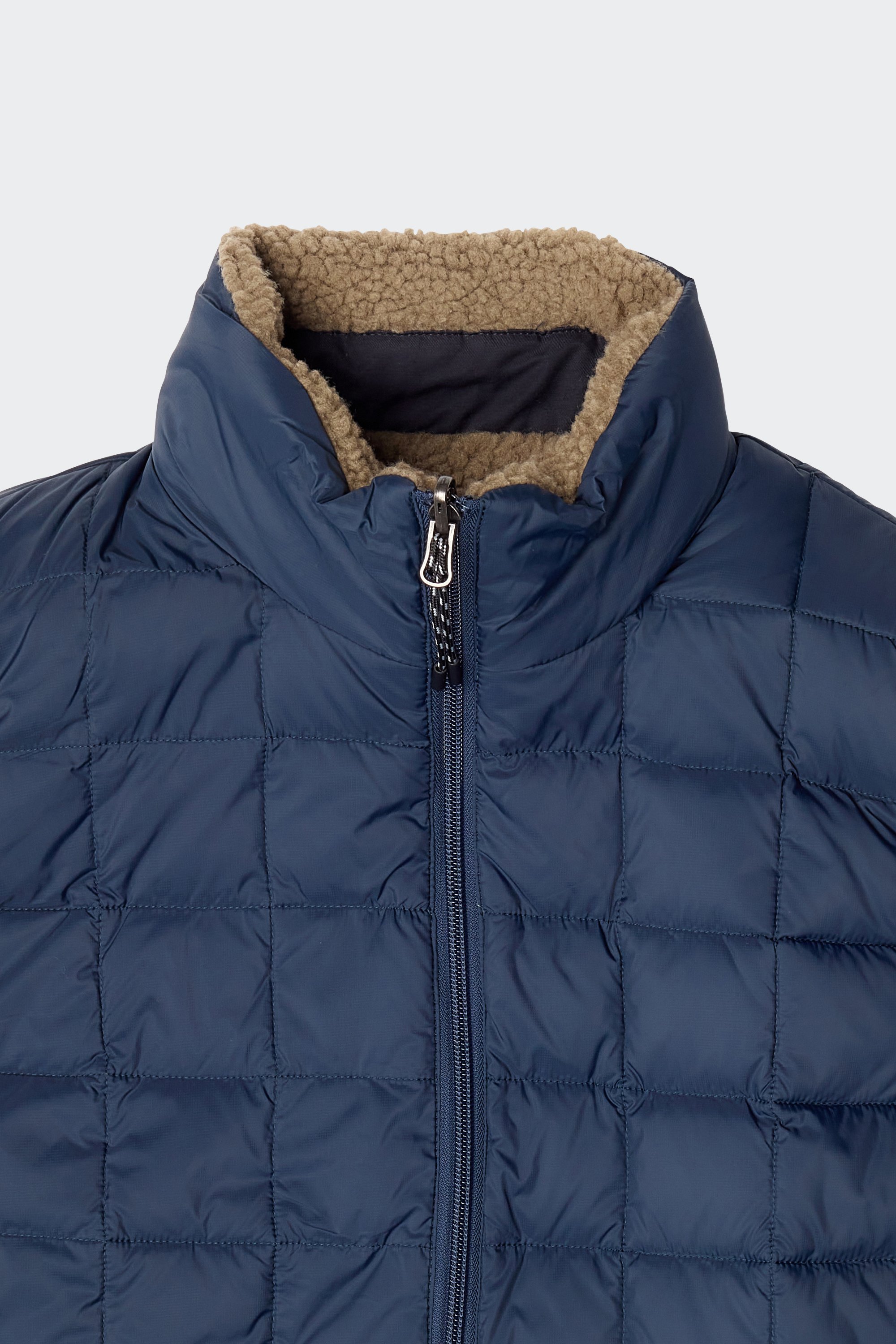 Reversible sleeveless puffer coat | Blue by TAION Reversible sleeveless puffer coat Blue