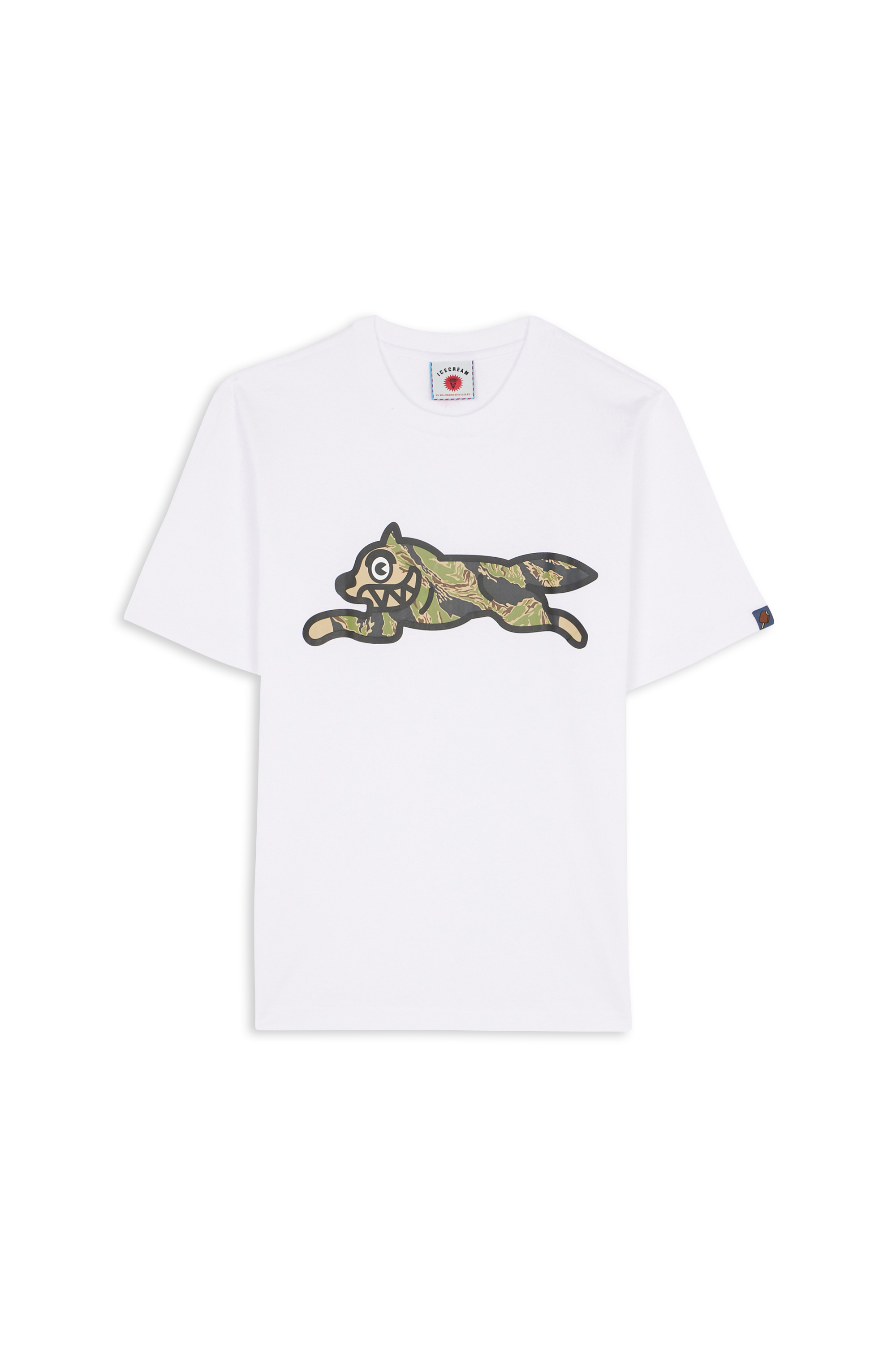 Regular-fit round-neck cotton T-shirt TIGER STRIPE RUNNING DOG White