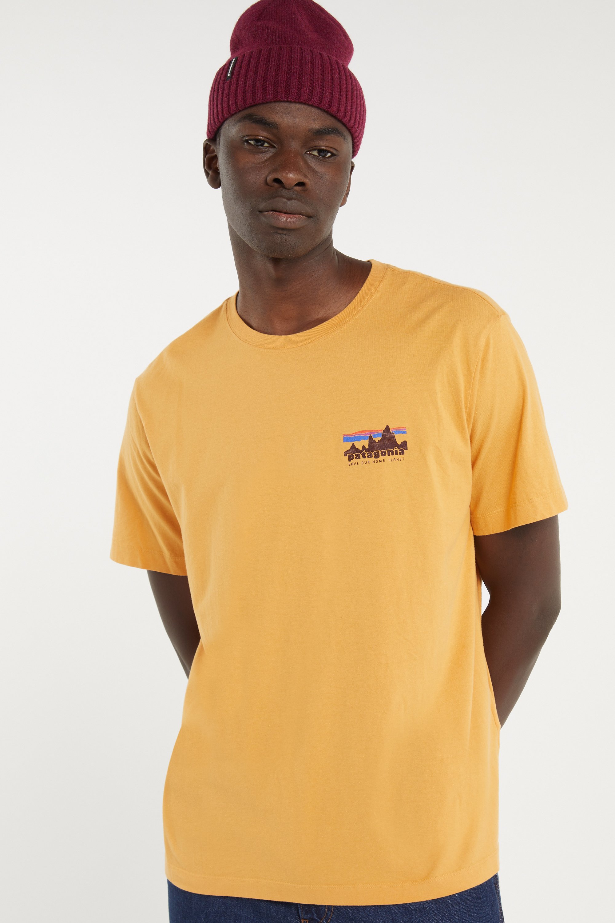 Regular-fit round-neck cotton T-shirt | Yellow PATAGONIA Men