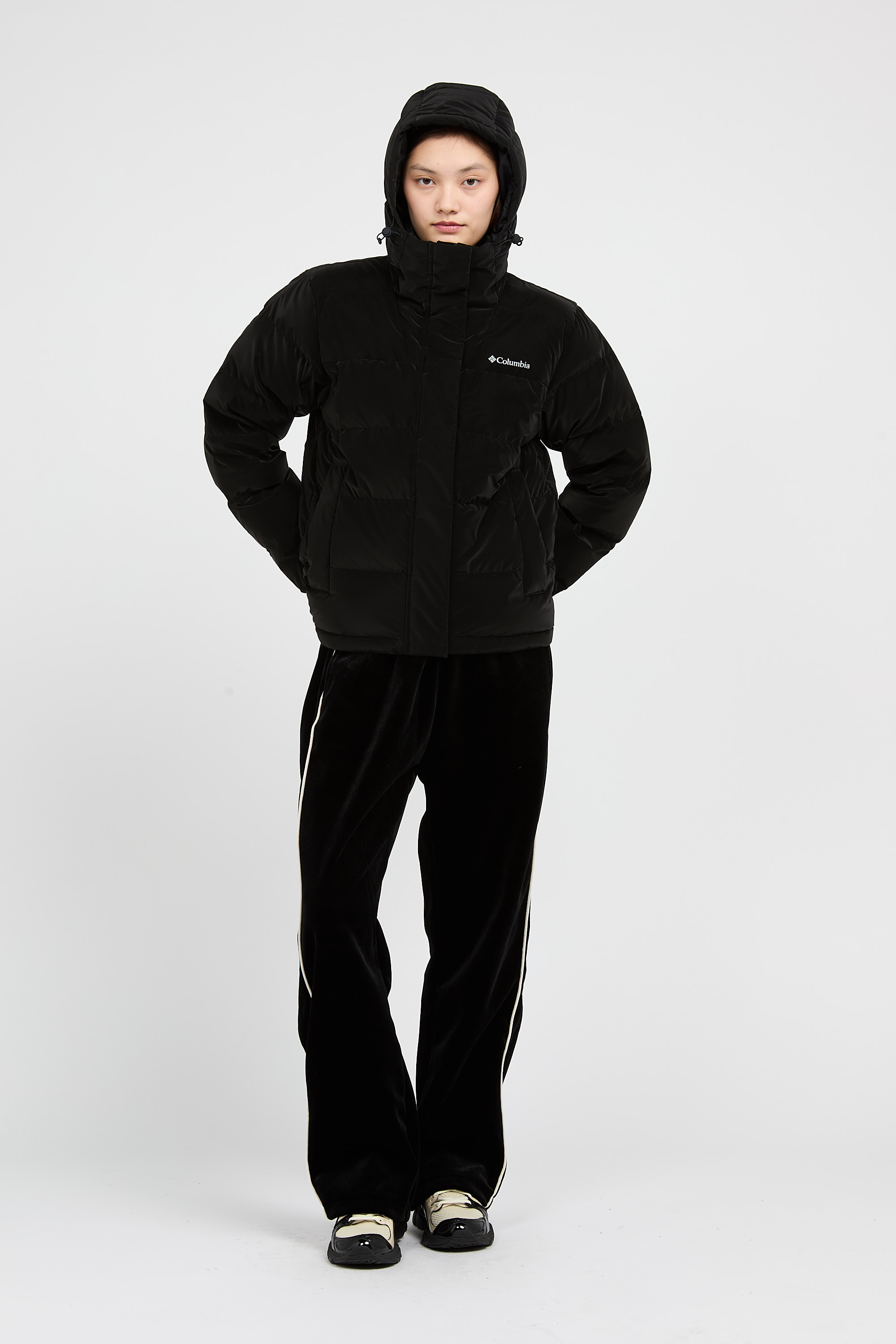Lightweight quilted padded jacket with high neck Black