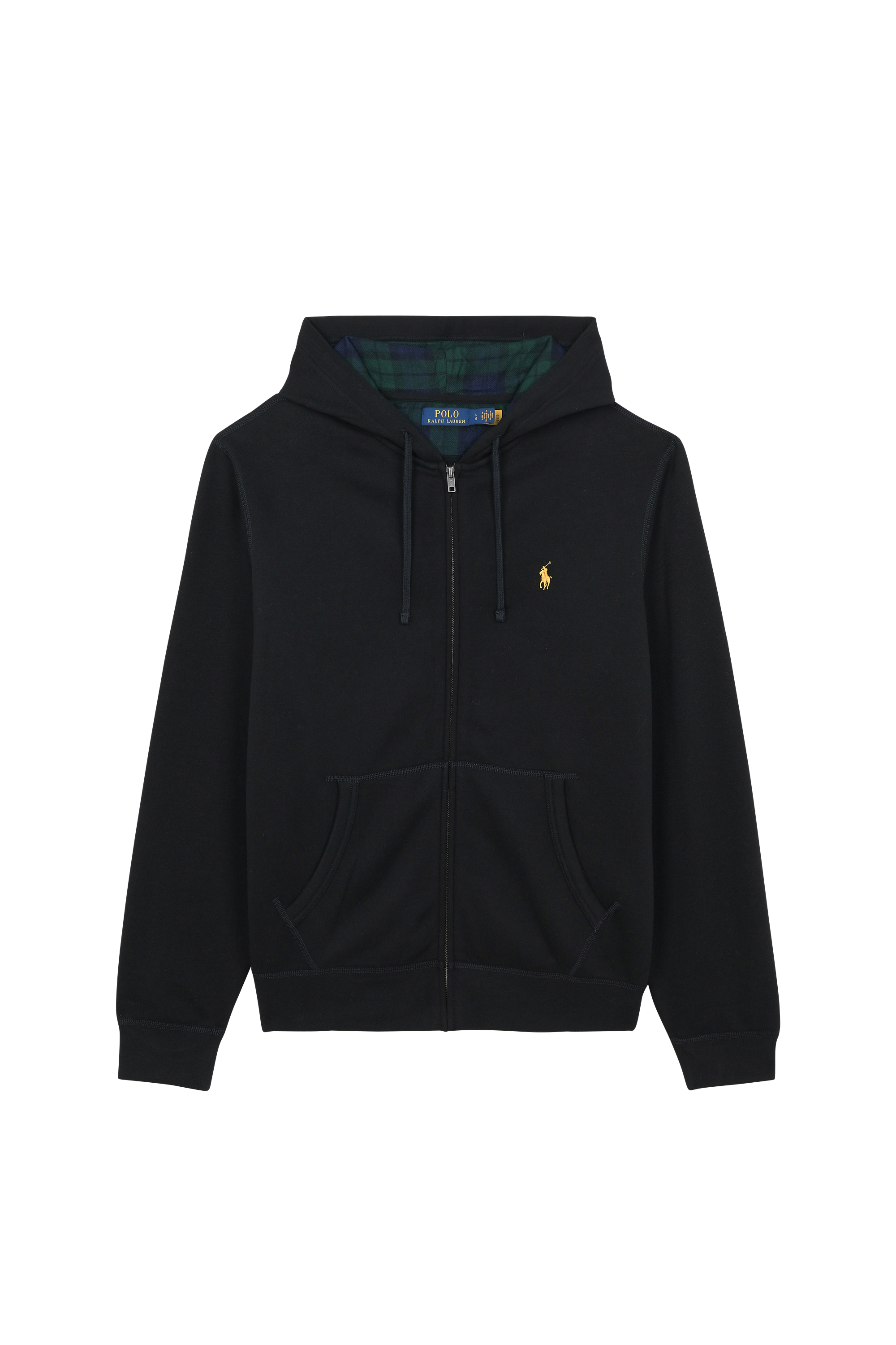 Regular-fit zip-up cotton-blend hoodie with Pony Player Black