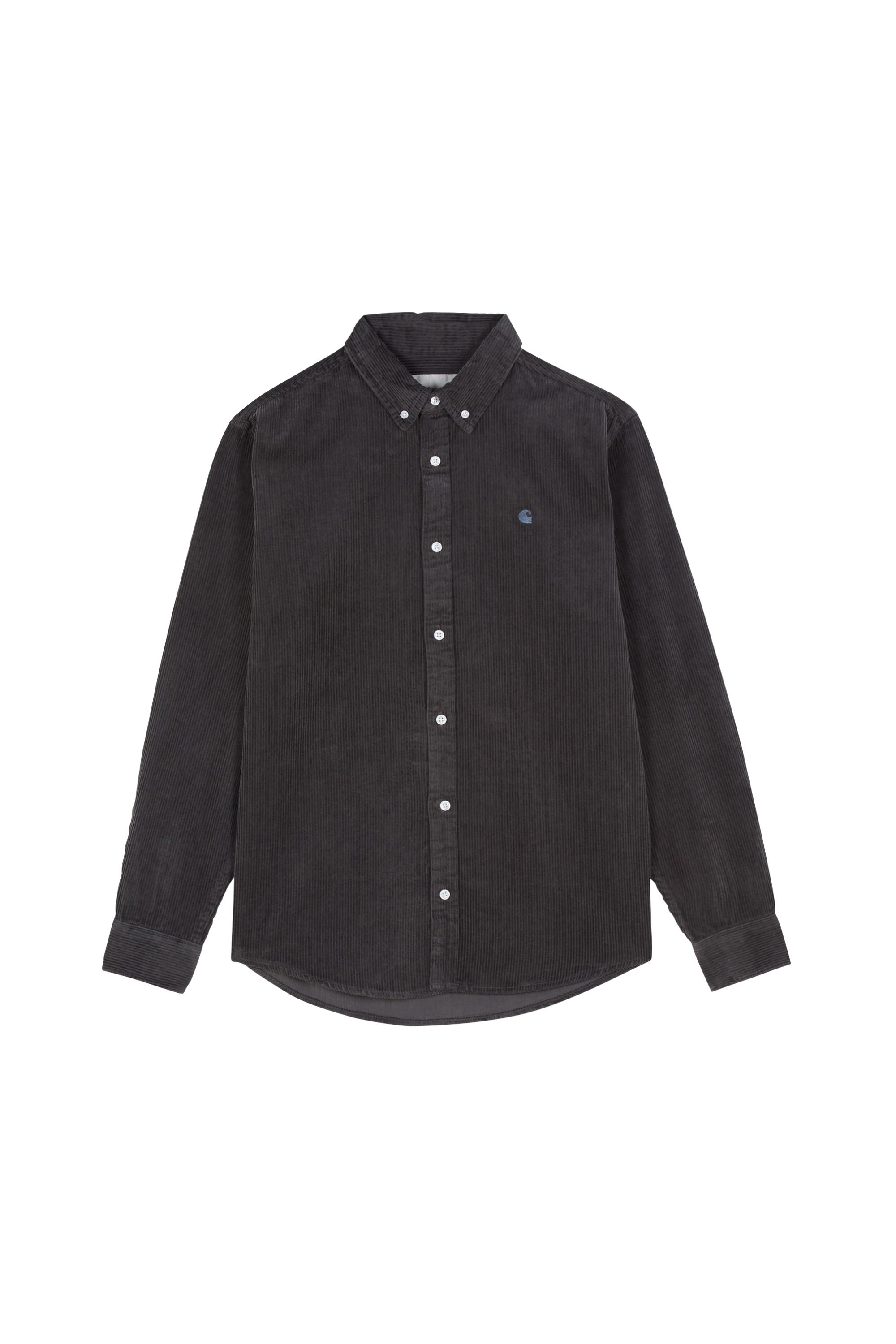 Cotton overshirt with button-down collar L/S MADISON CORD  Graphite / graphite