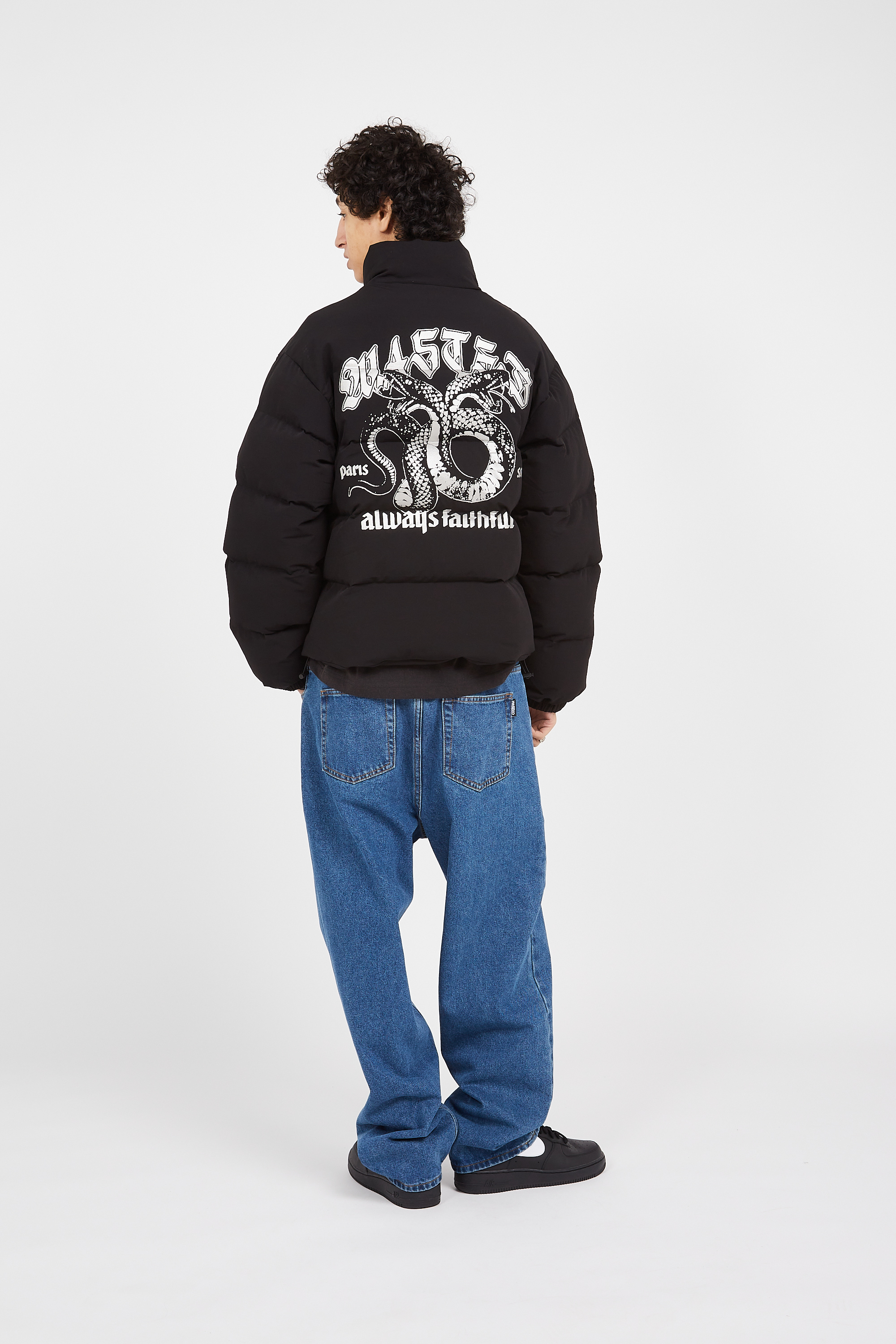 Lightweight quilted padded jacket with high neck Black