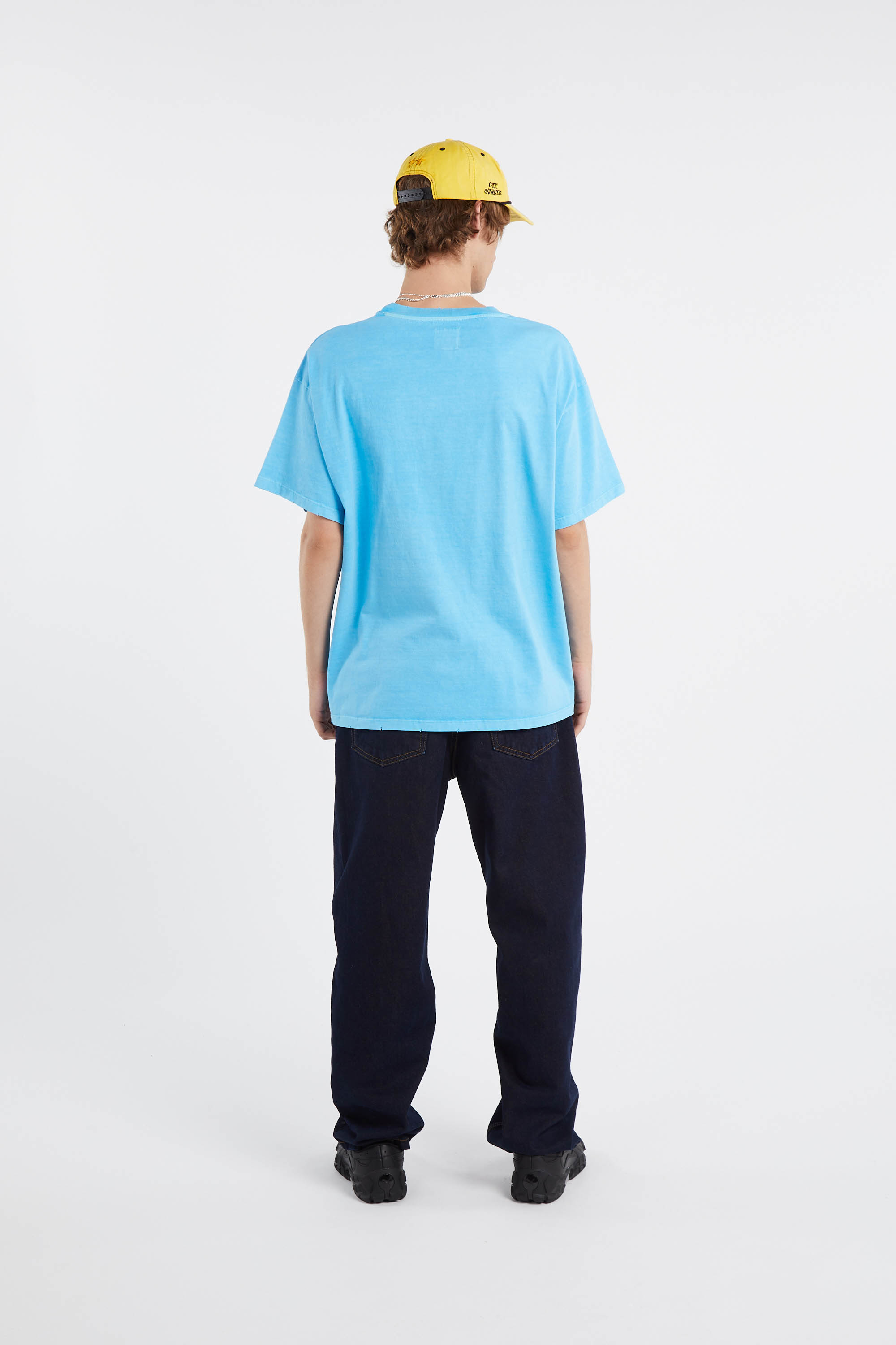 Regular-fit round-neck cotton T-shirt Blue