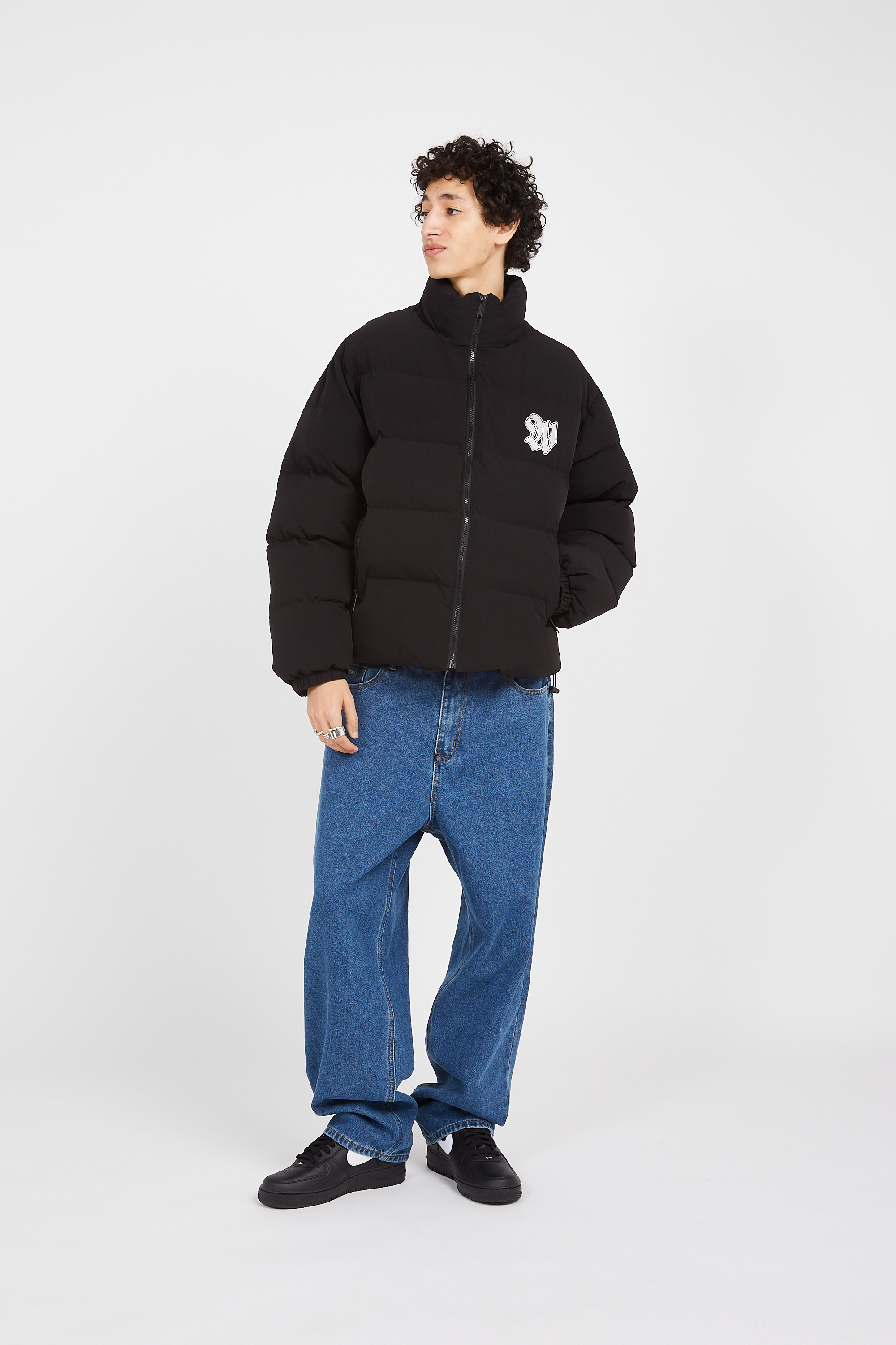 Lightweight quilted padded jacket with high neck Black