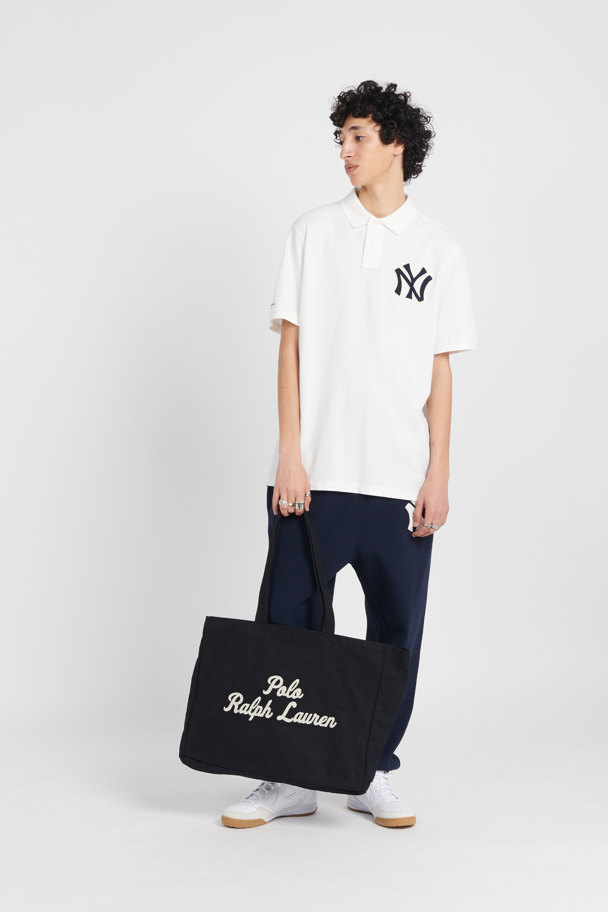 Straight checked wool-blend pants Black