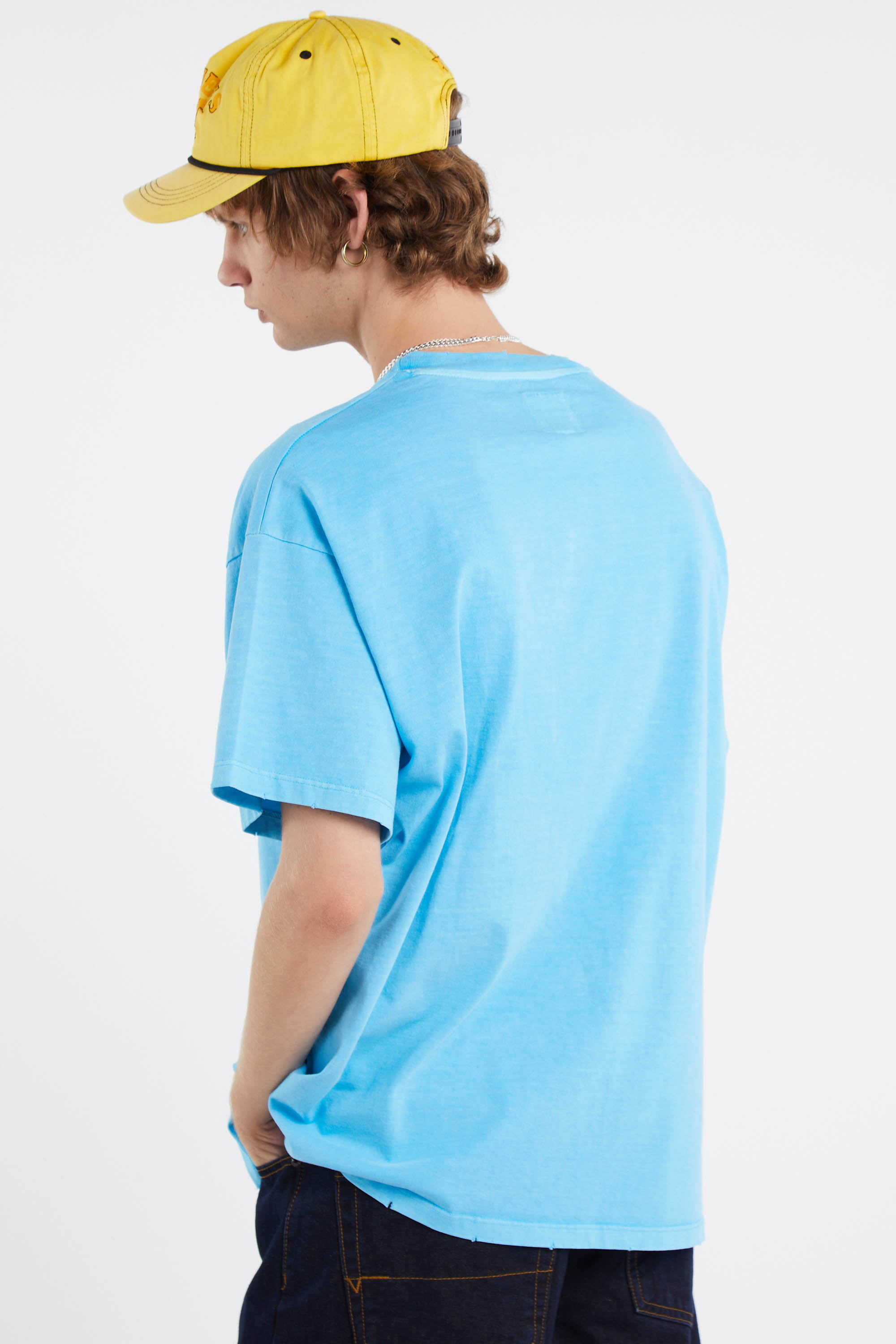 Regular-fit round-neck cotton T-shirt Blue
