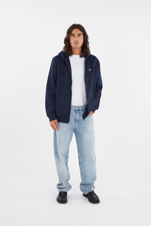 TOMMY JEANS Regular-fit zip-up cotton-blend hoodie with Pony Player Blue