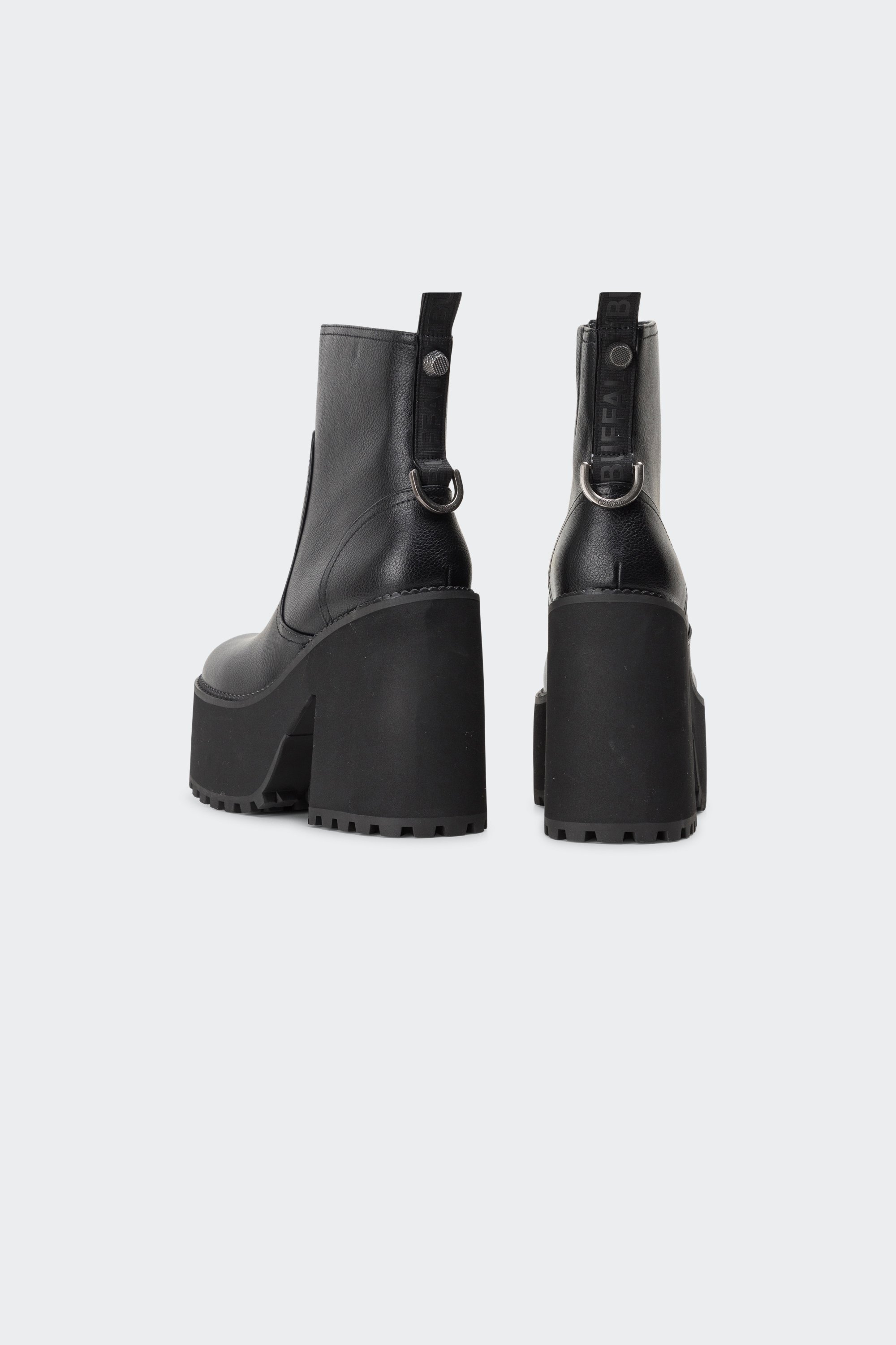 Heeled leather mid-calf boots | Black by BUFFALO Heeled leather mid-calf boots Black