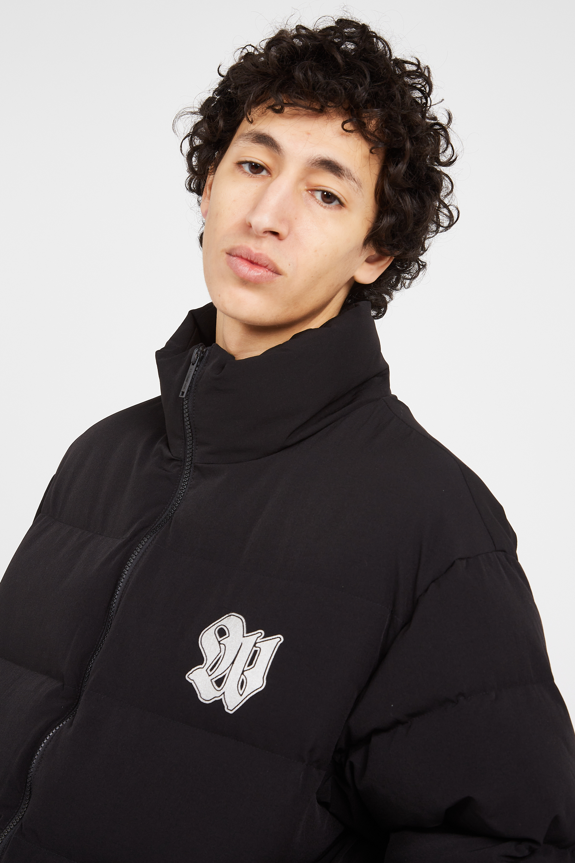 Lightweight quilted padded jacket with high neck Black