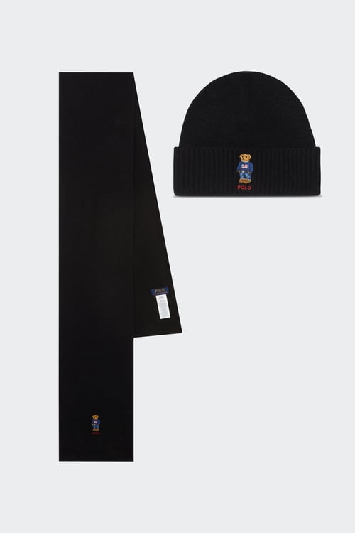 POLO RALPH LAUREN Ensemble écharpe et bonnet Noir