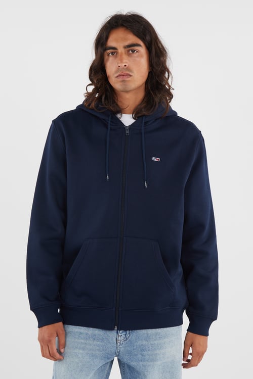 TOMMY JEANS Regular-fit zip-up cotton-blend hoodie with Pony Player Blue