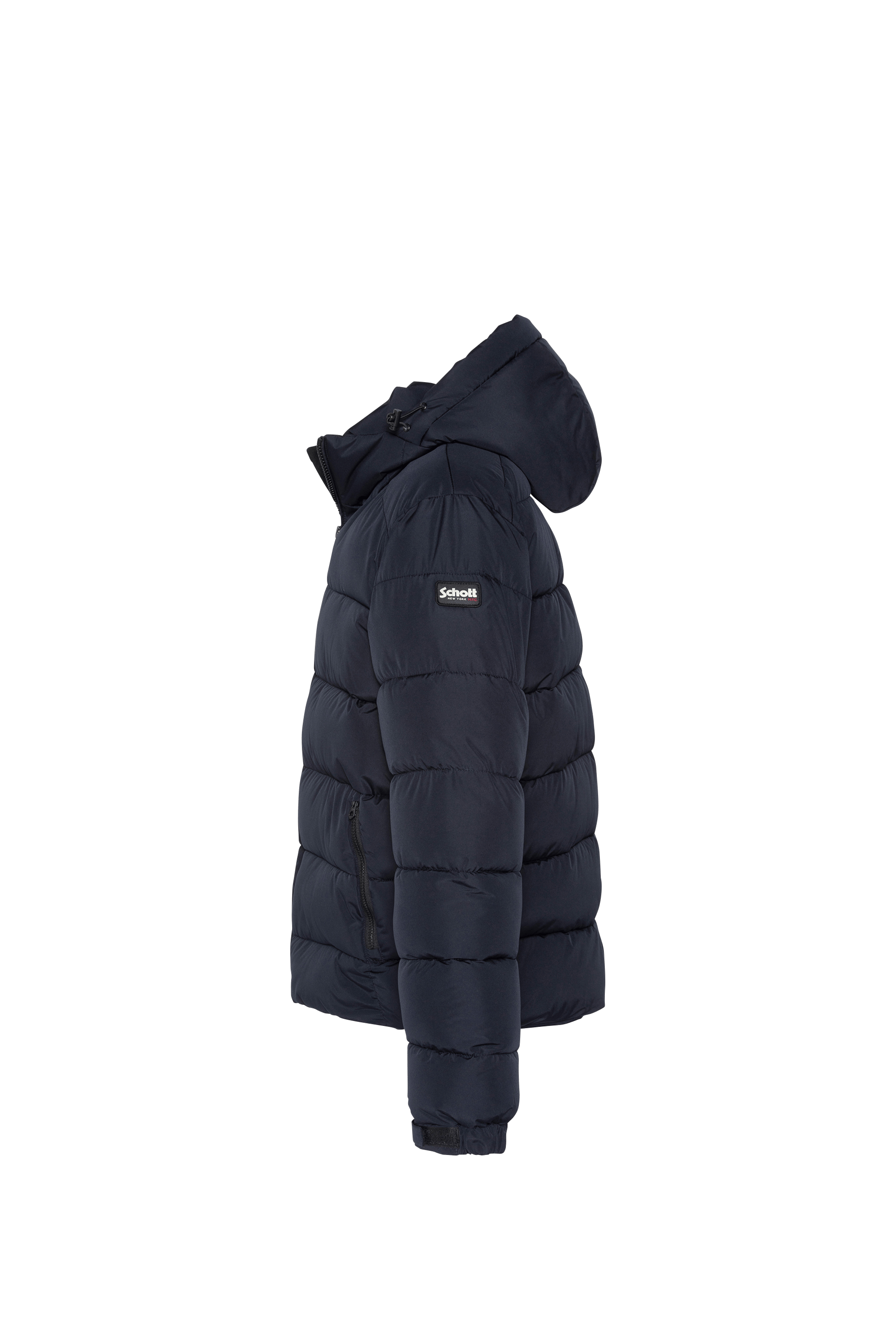 Zipped high-neck colorblock padded jacket with hood | Blue SCHOTT Men
