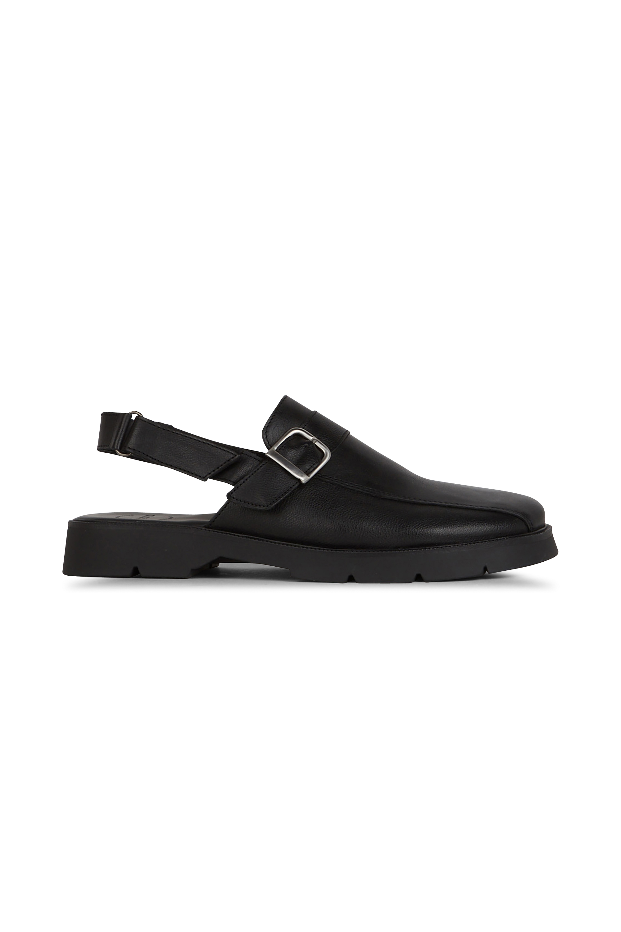 Flat furry sheepskin sandals Black