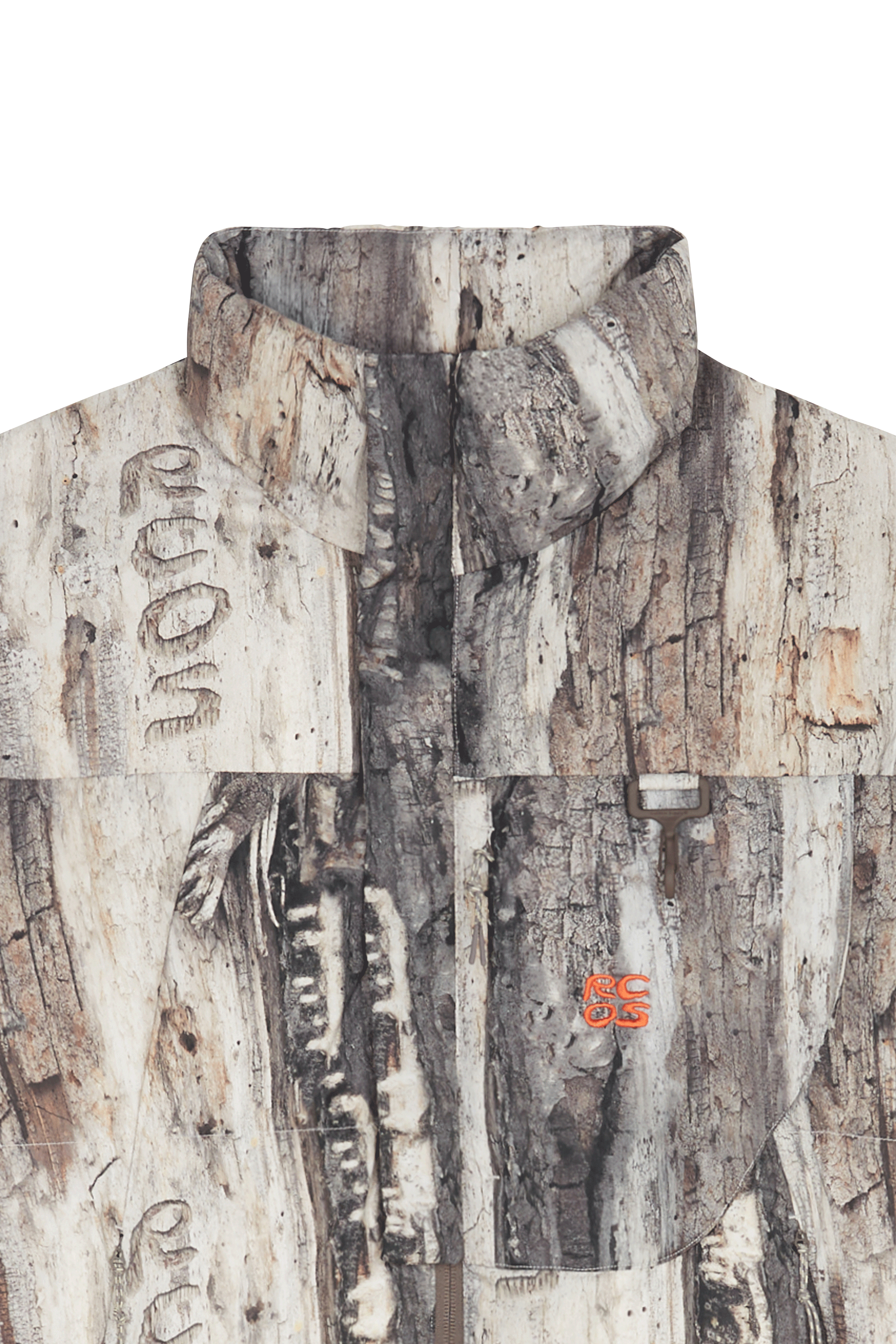 Zipped high-neck colorblock padded jacket with hood | Khaki RC OUTDOOR SUPPLY Men