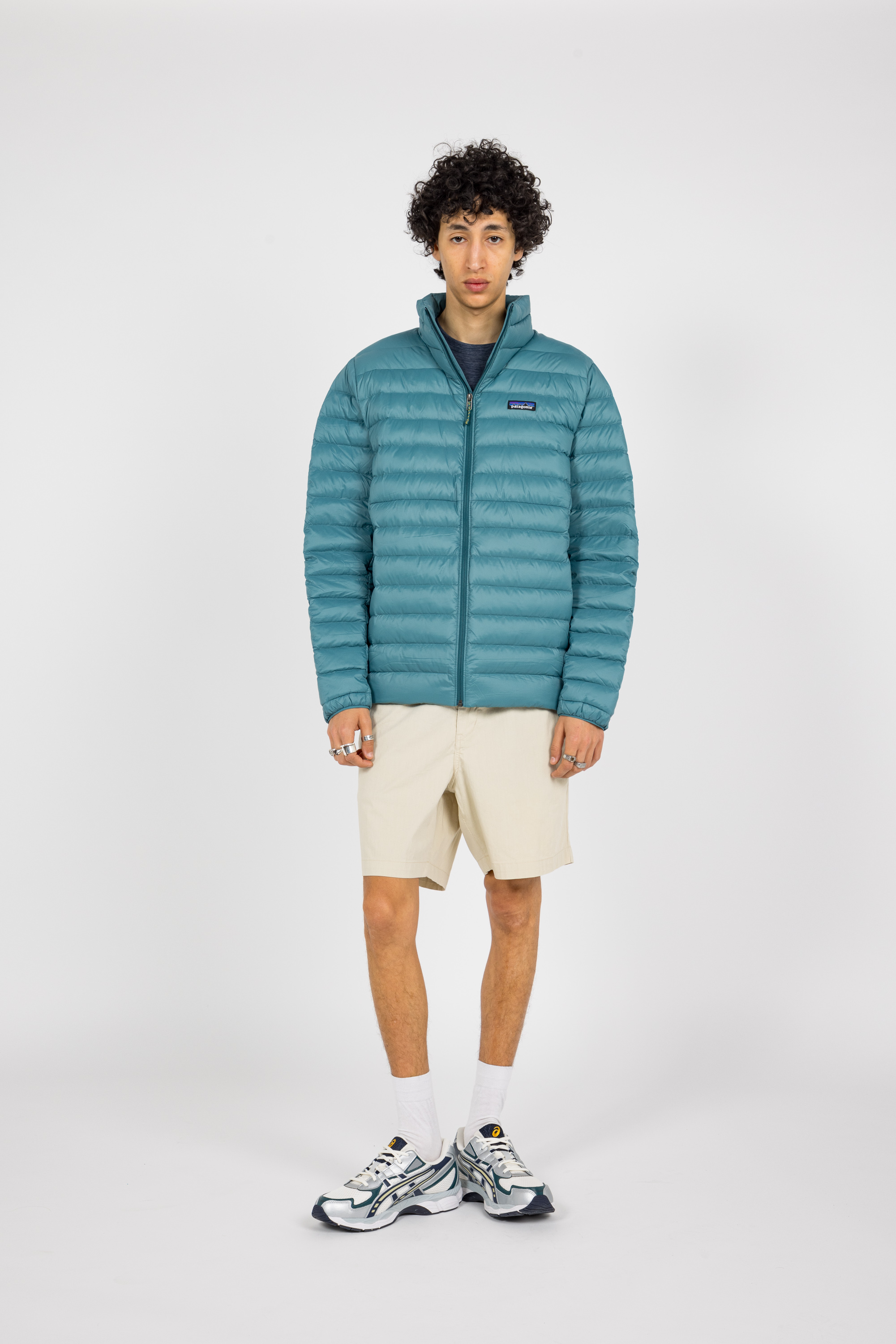 Lightweight quilted padded jacket with high neck Blue