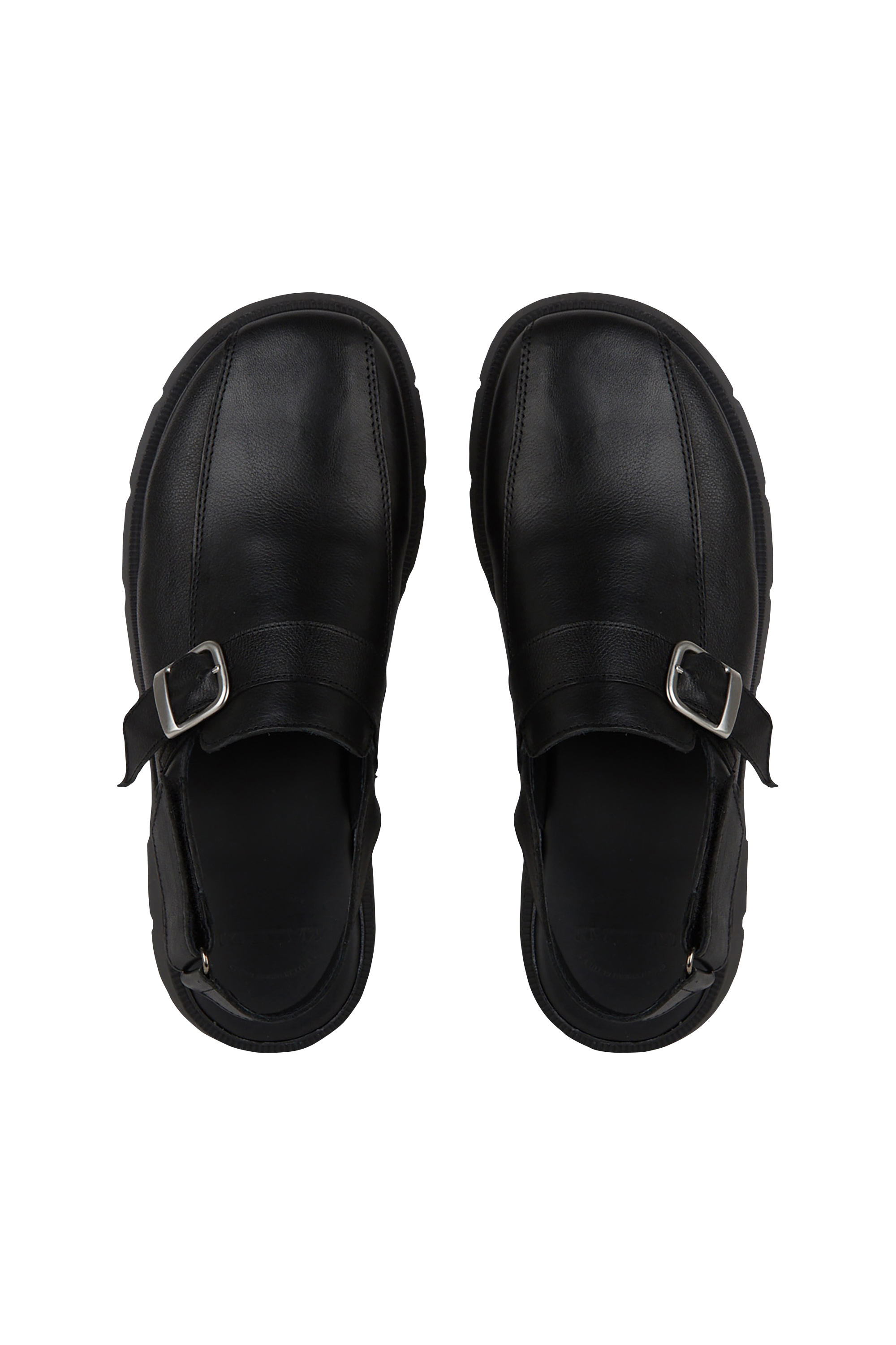 Flat furry sheepskin sandals KLEMAN Black