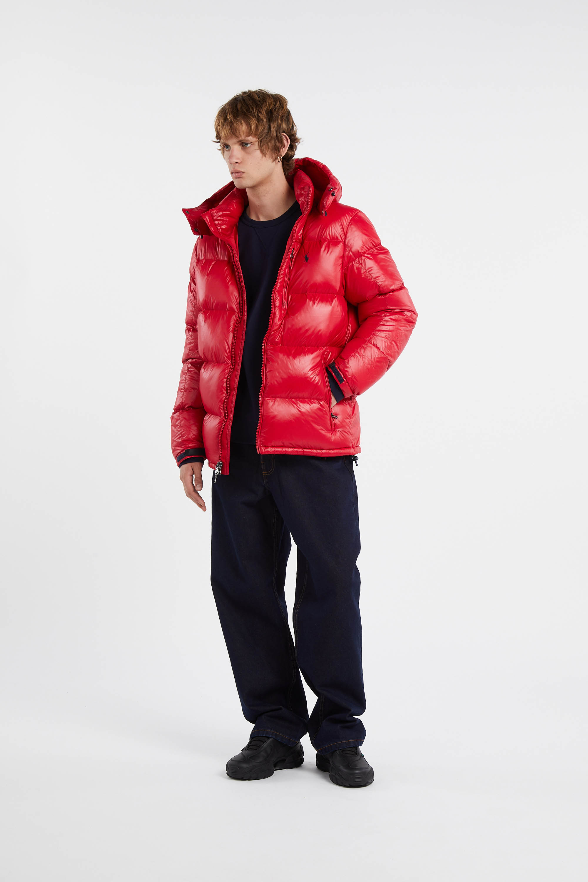 Lightweight quilted padded jacket with high neck Red