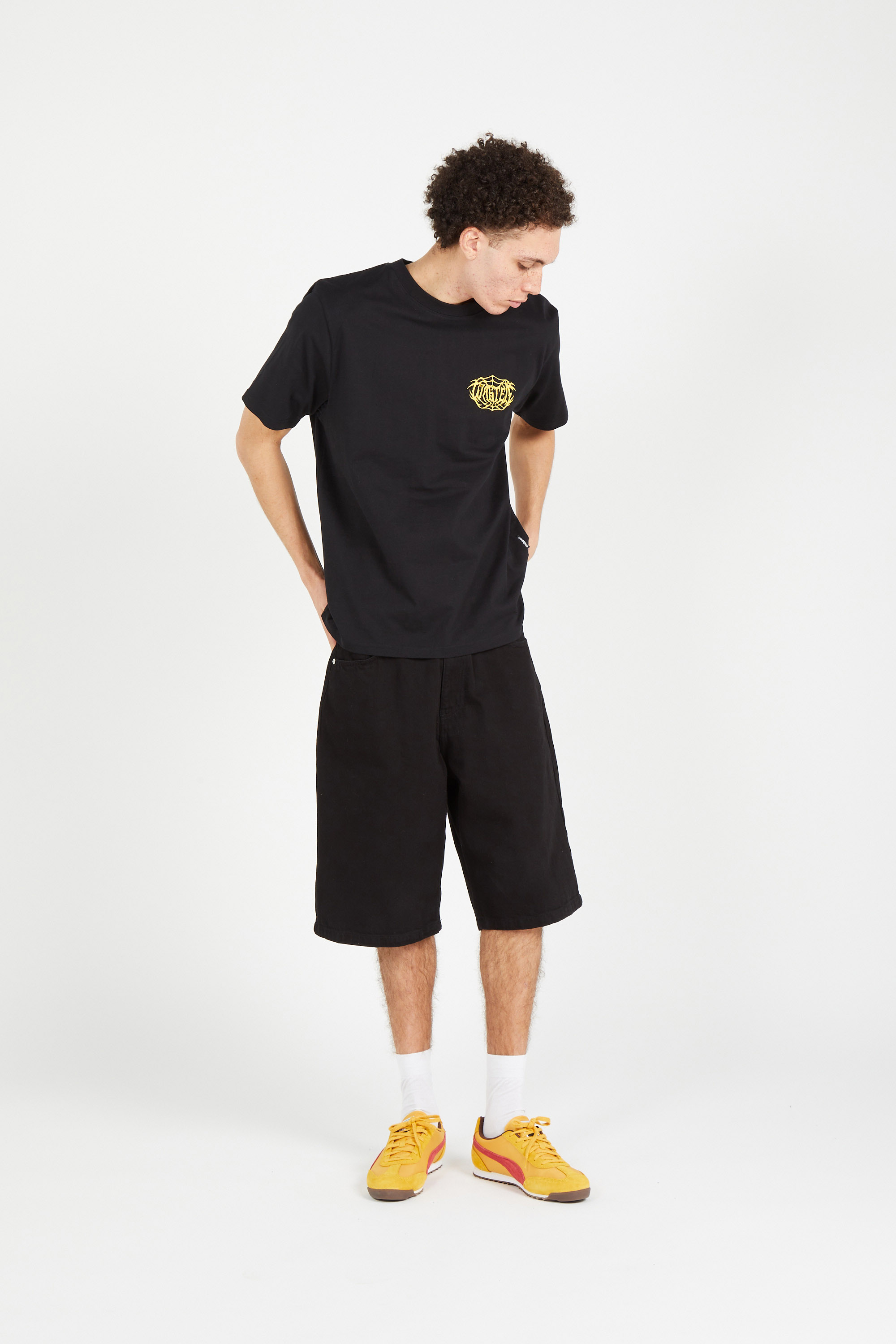 Regular-fit round-neck cotton T-shirt Black