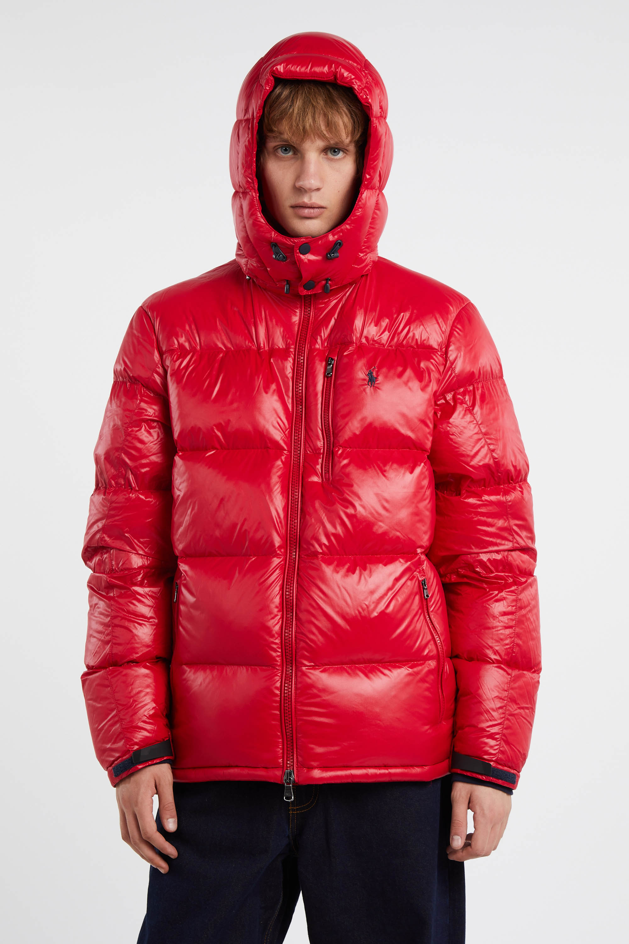 Lightweight quilted padded jacket with high neck Red