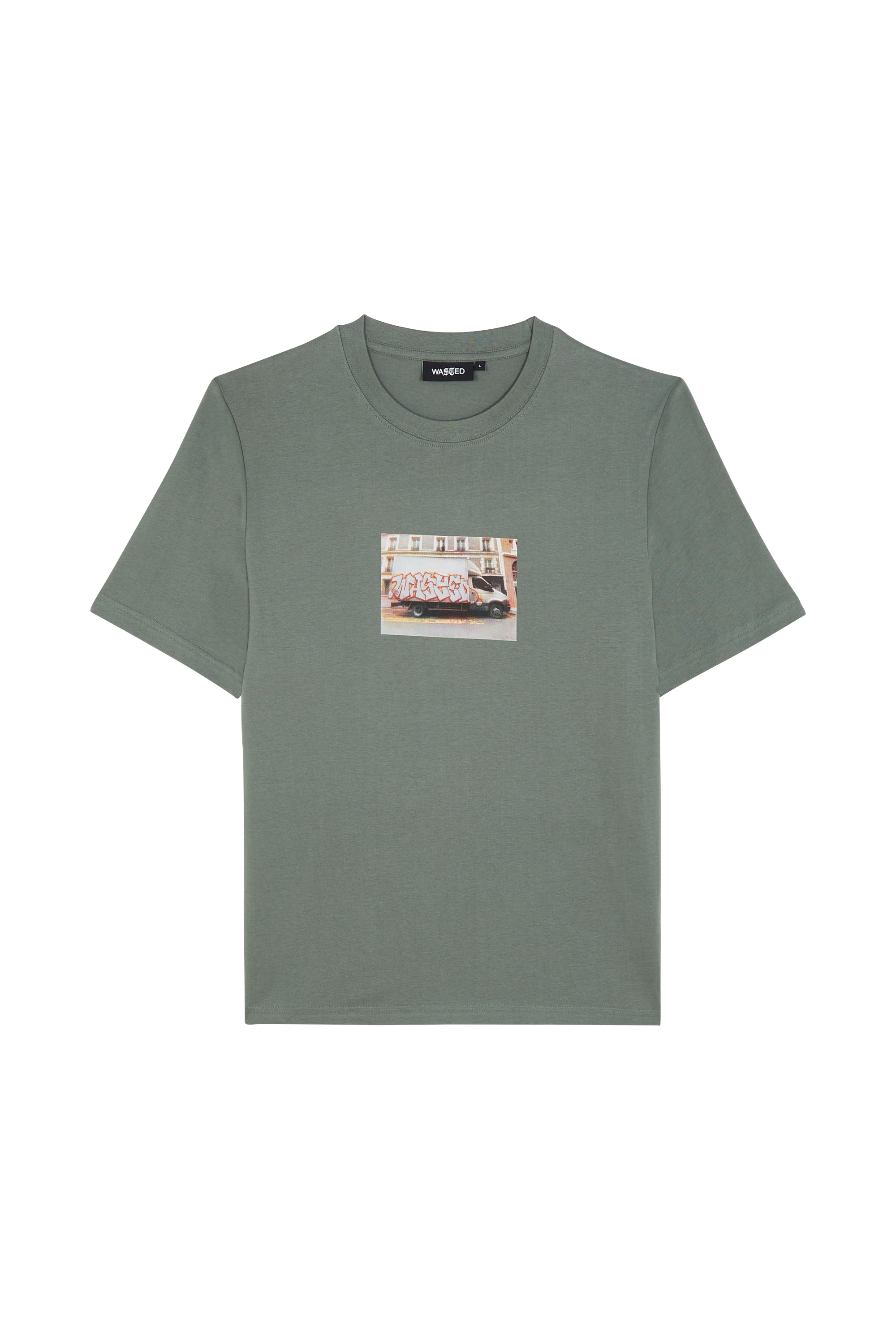 Regular-fit round-neck cotton T-shirt Green