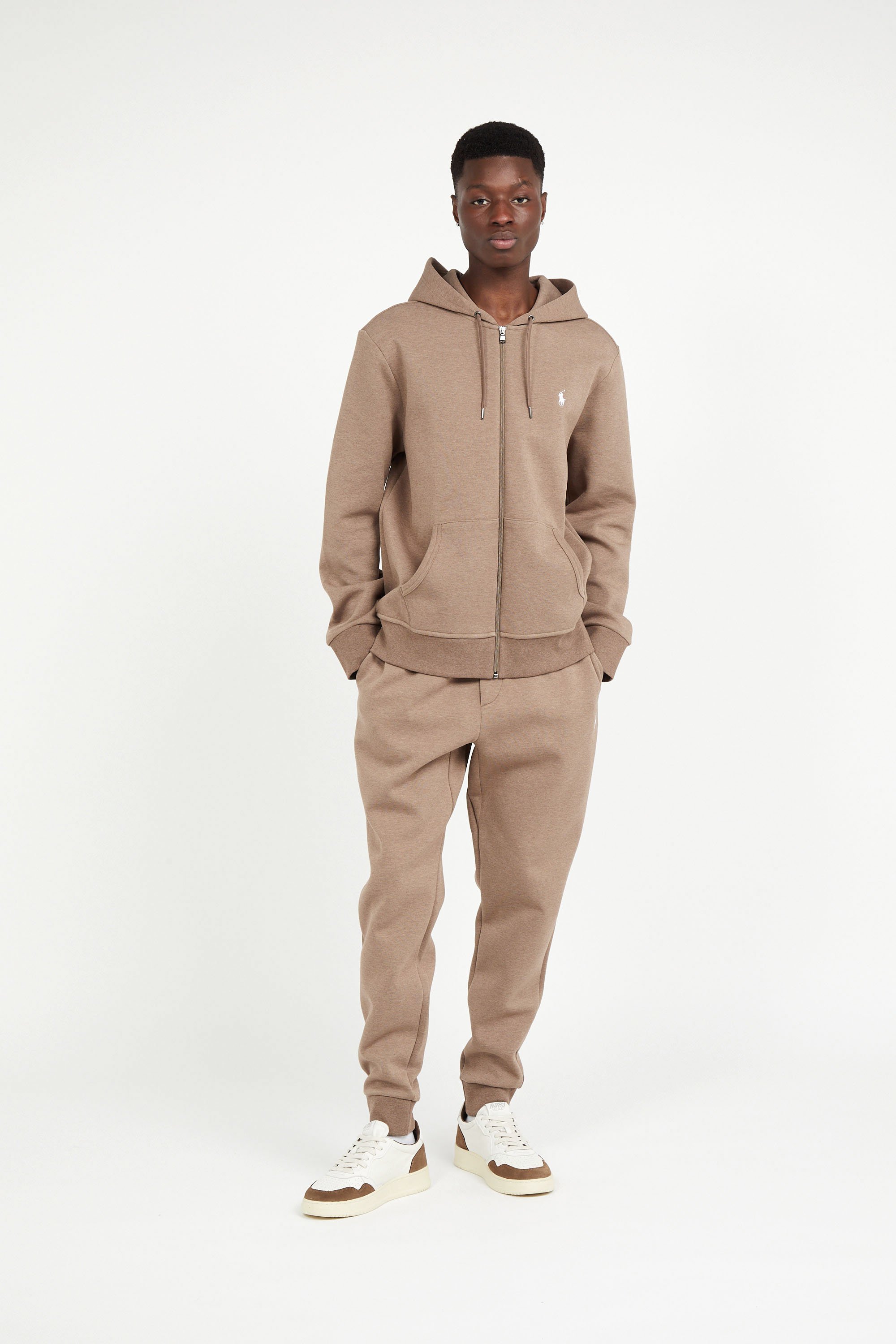 Zippered hoodie Brown
