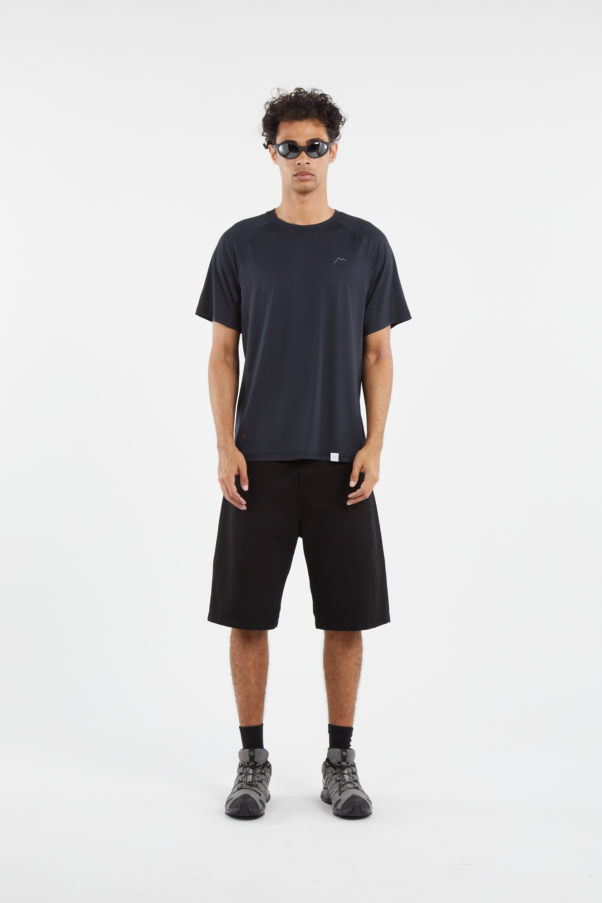 Regular-fit round-neck cotton T-shirt Black