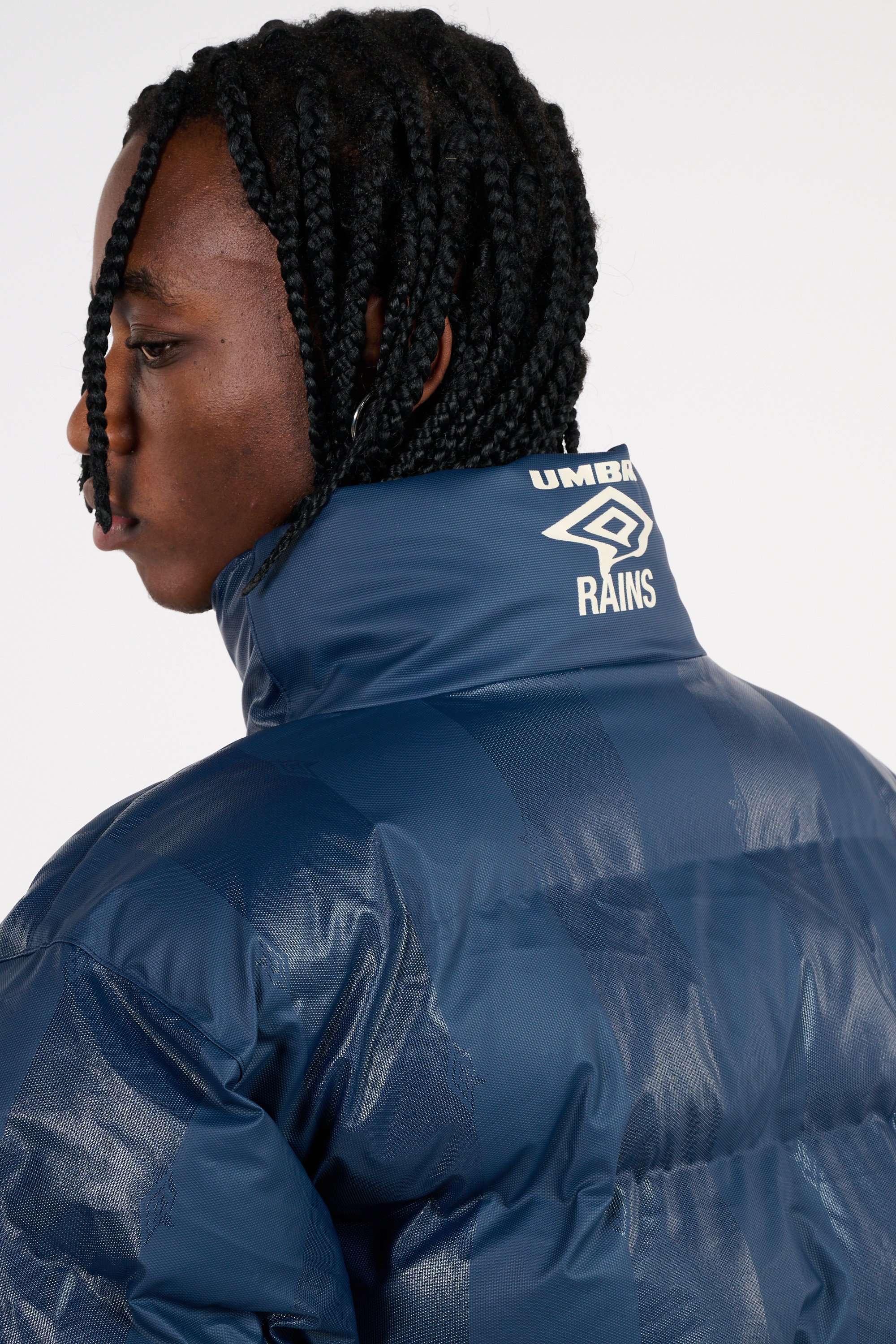 Lightweight quilted padded jacket with high neck Blue