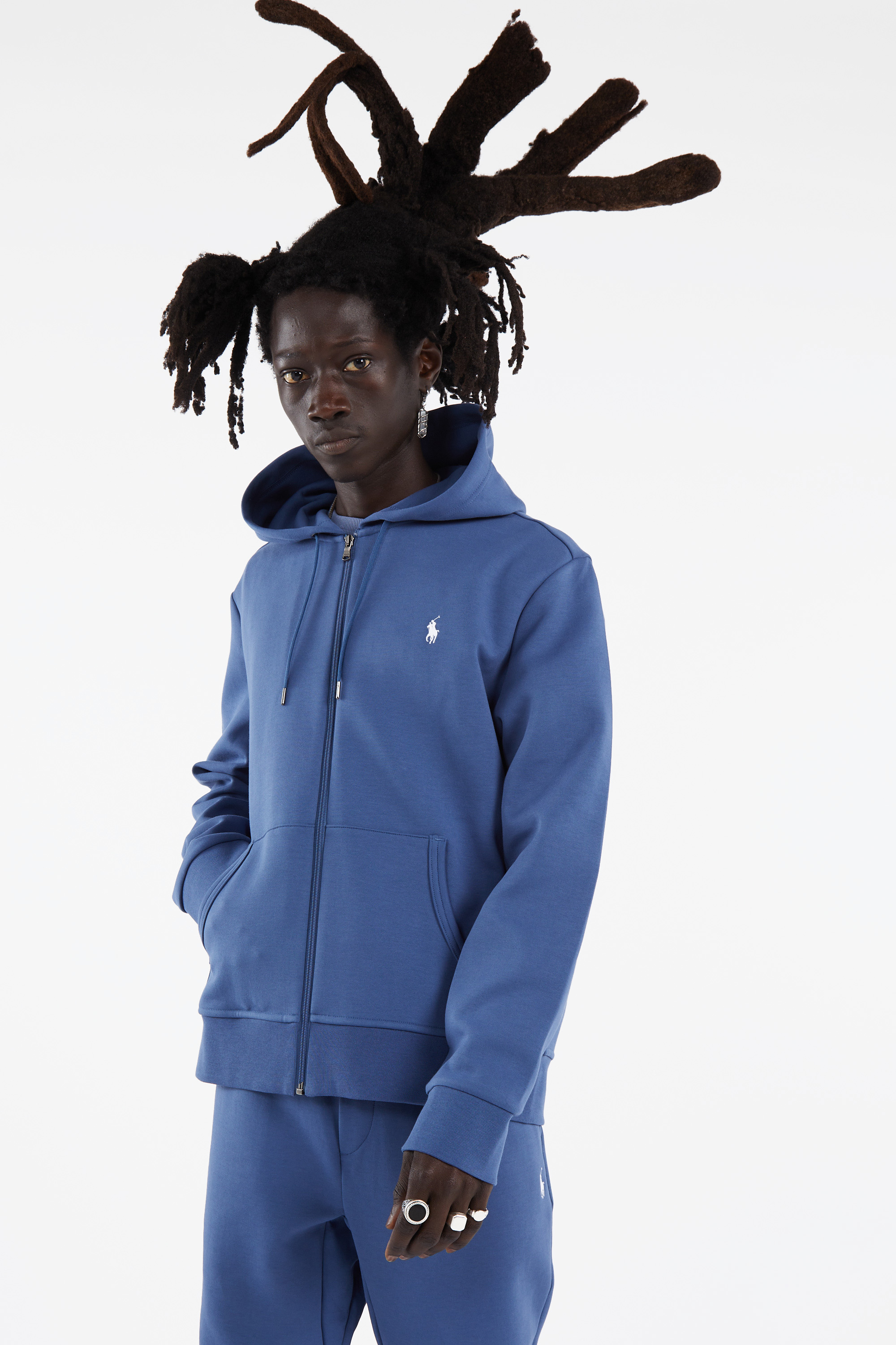 Hoodie zippé Bleu