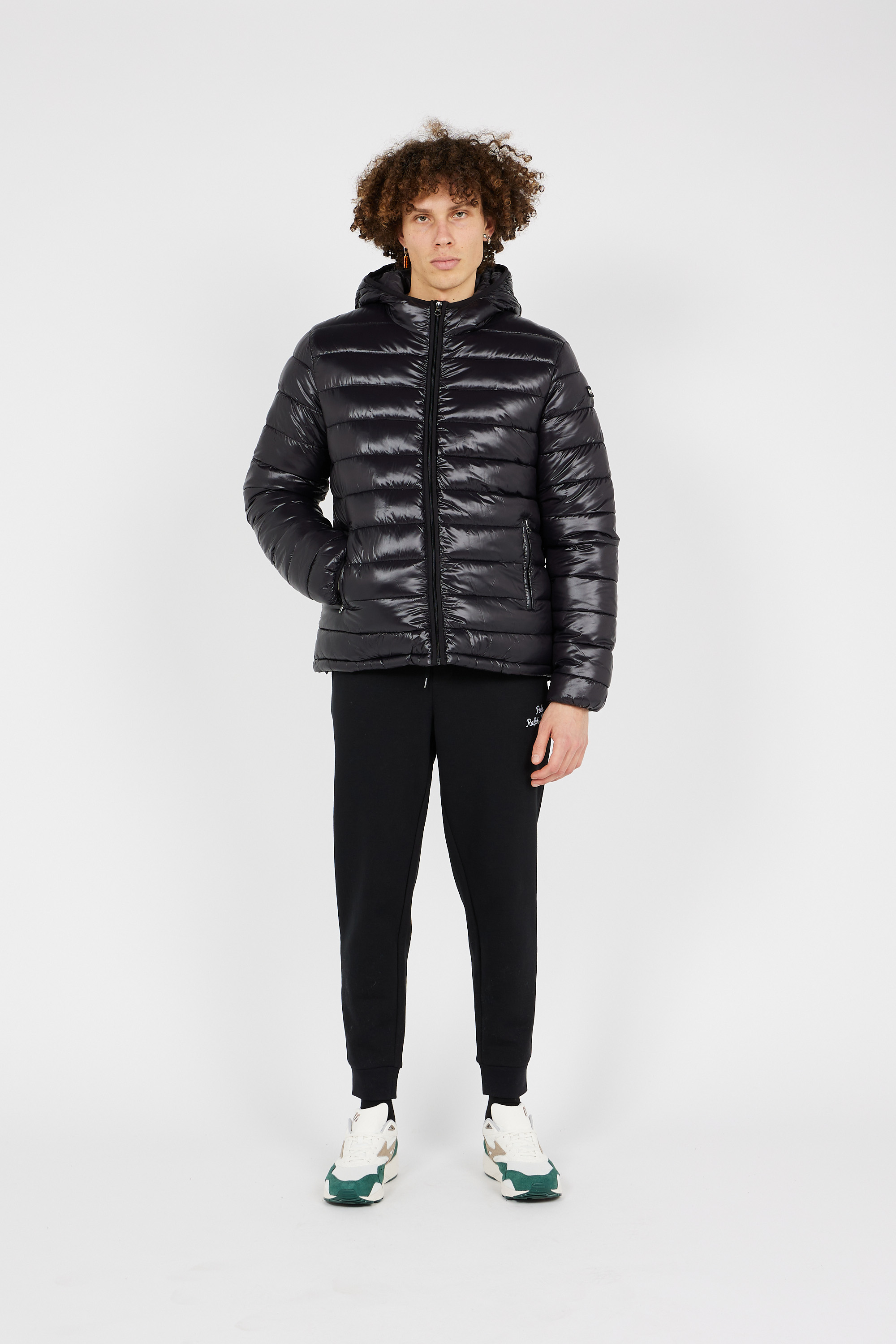 Lightweight quilted padded jacket with high neck Black