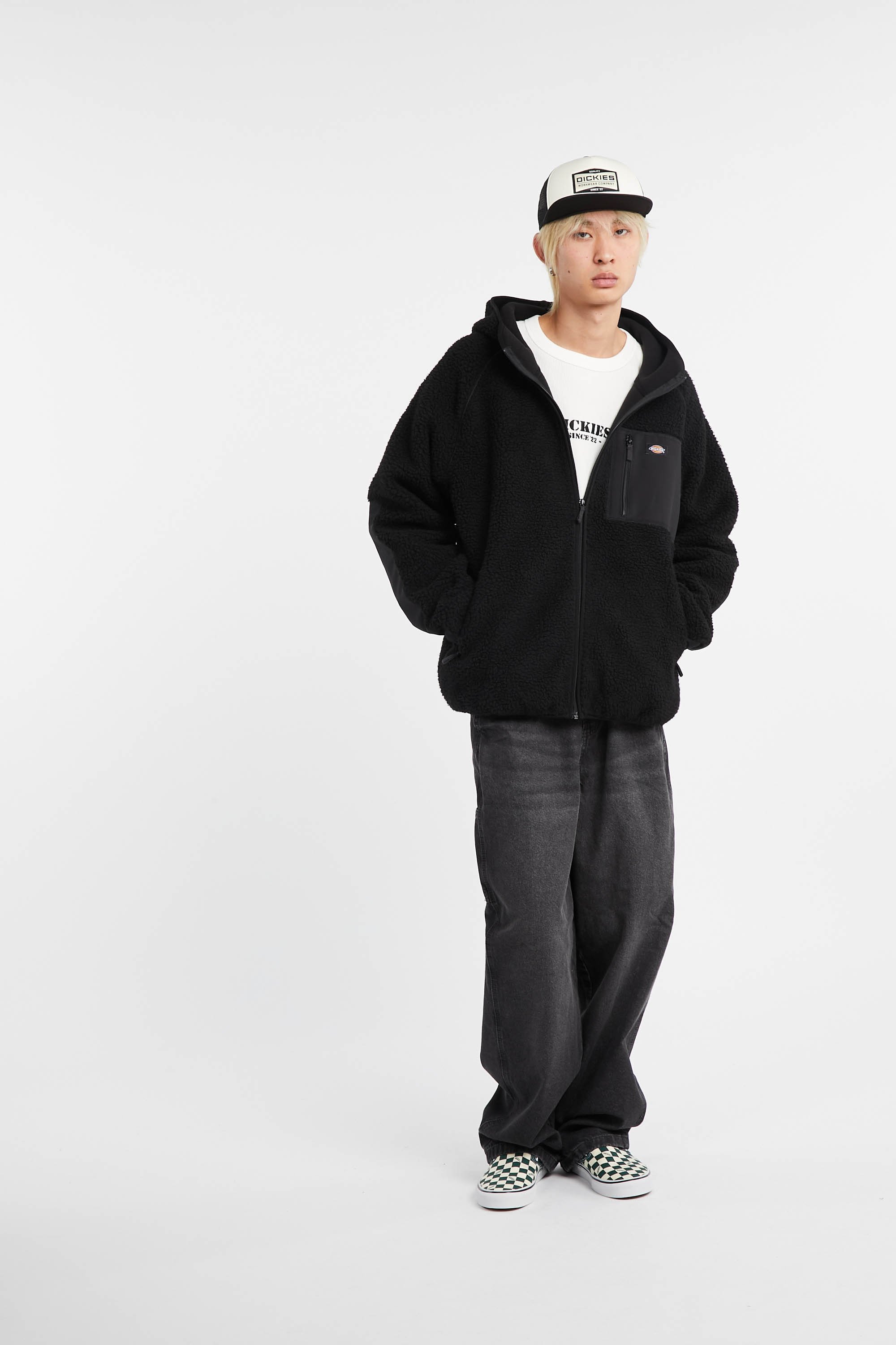 Regular-fit zip-up cotton-blend hoodie with Pony Player | Black by DICKIES Regular-fit zip-up cotton-blend hoodie with Pony Player Black