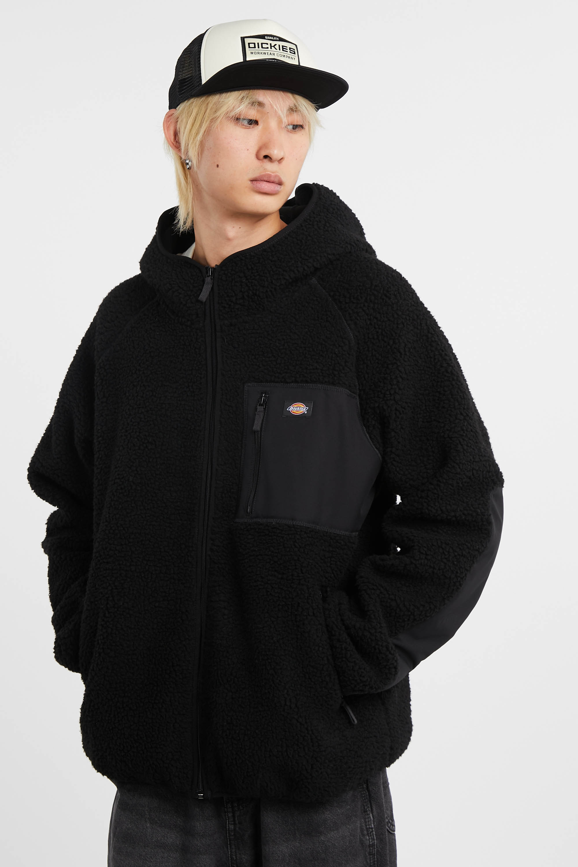 Regular-fit zip-up cotton-blend hoodie with Pony Player Black