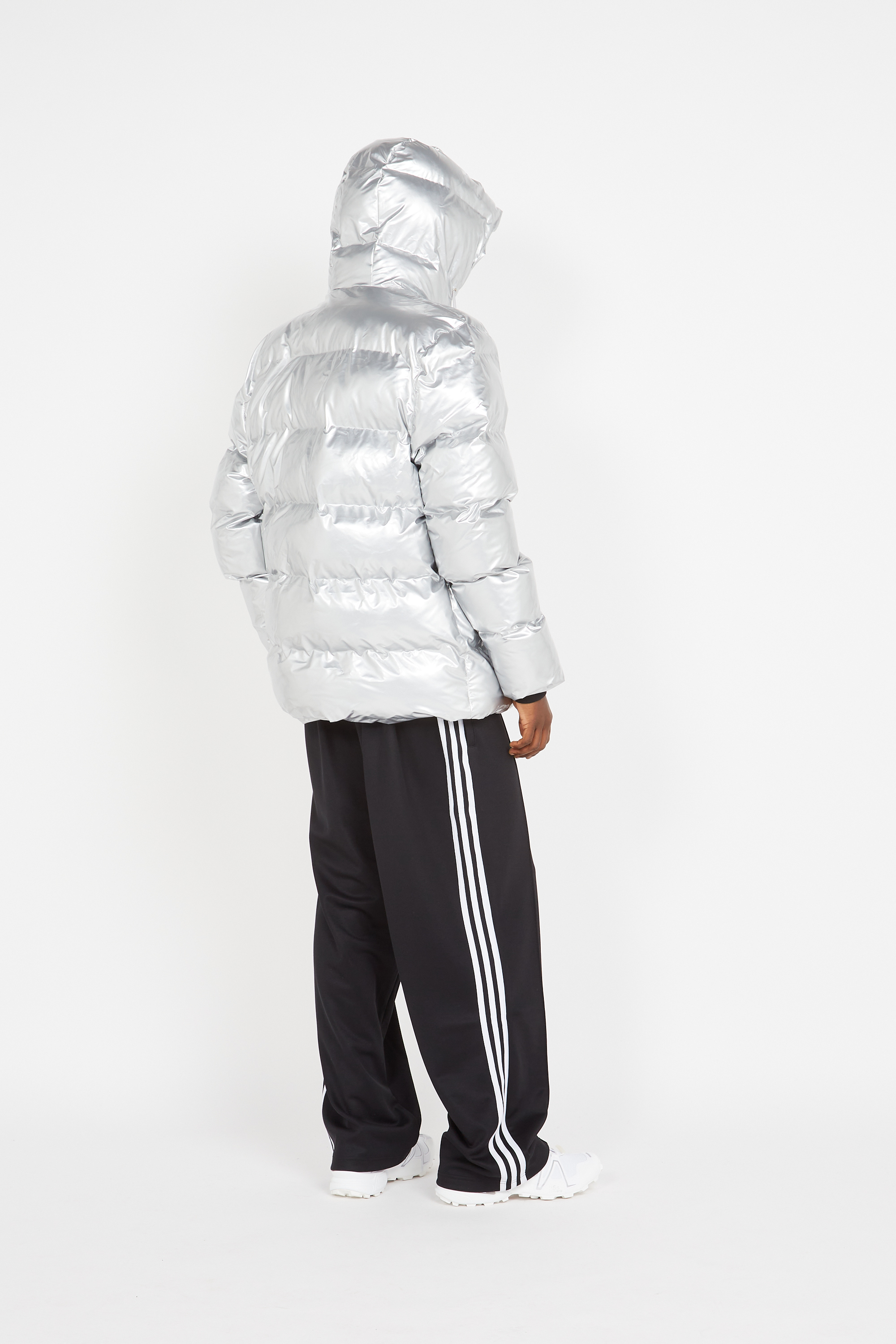 Lightweight quilted padded jacket with high neck Silver