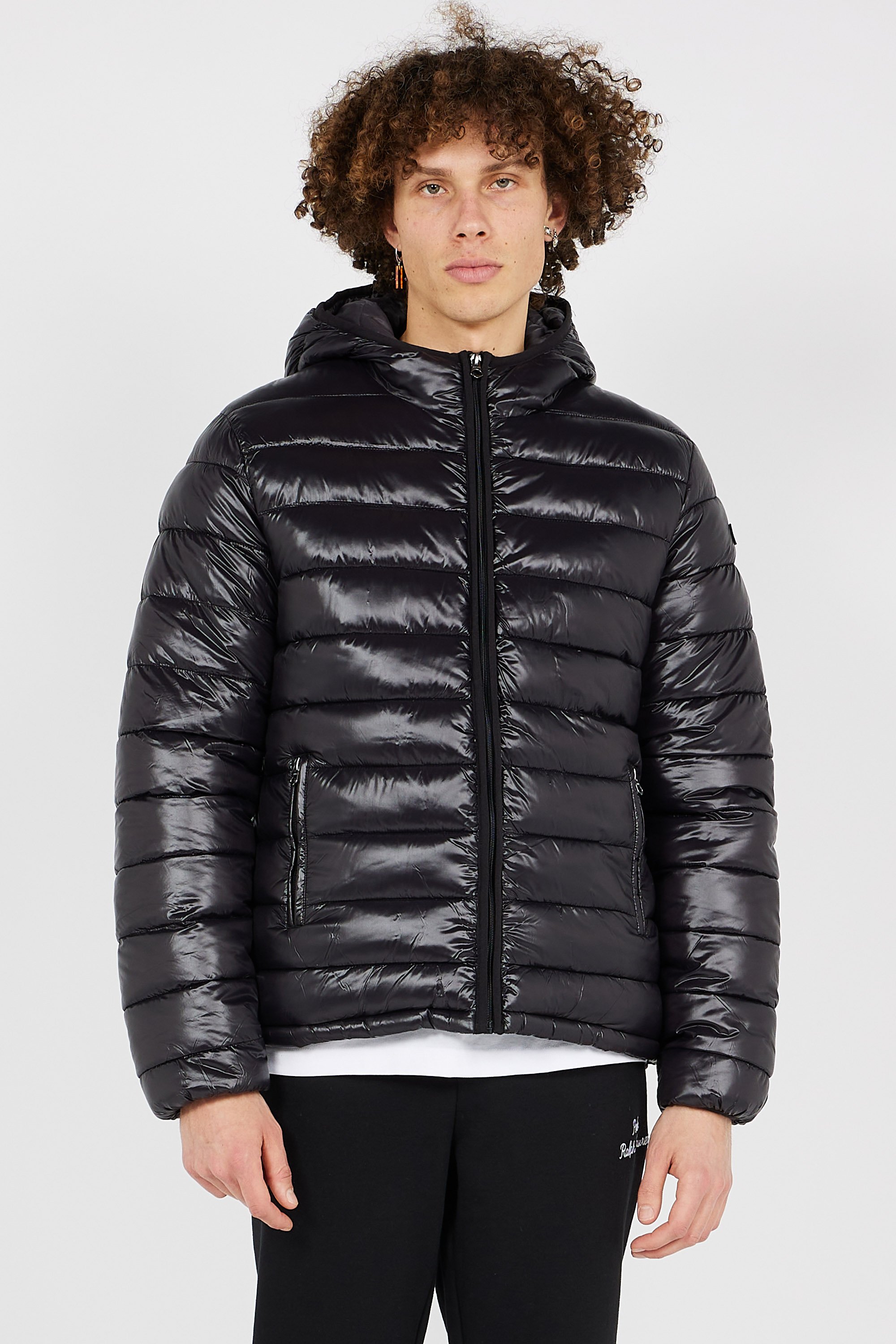 Lightweight quilted padded jacket with high neck Black