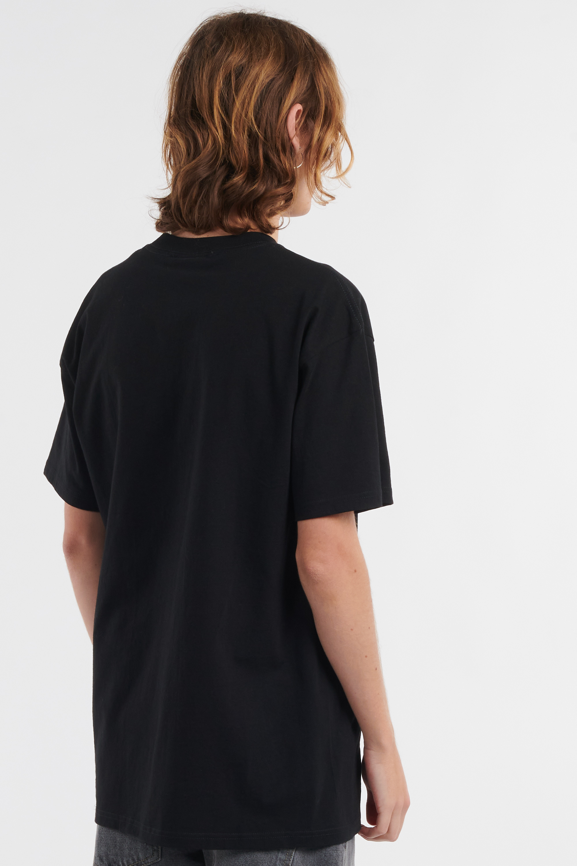 Regular-fit round-neck cotton T-shirt Black