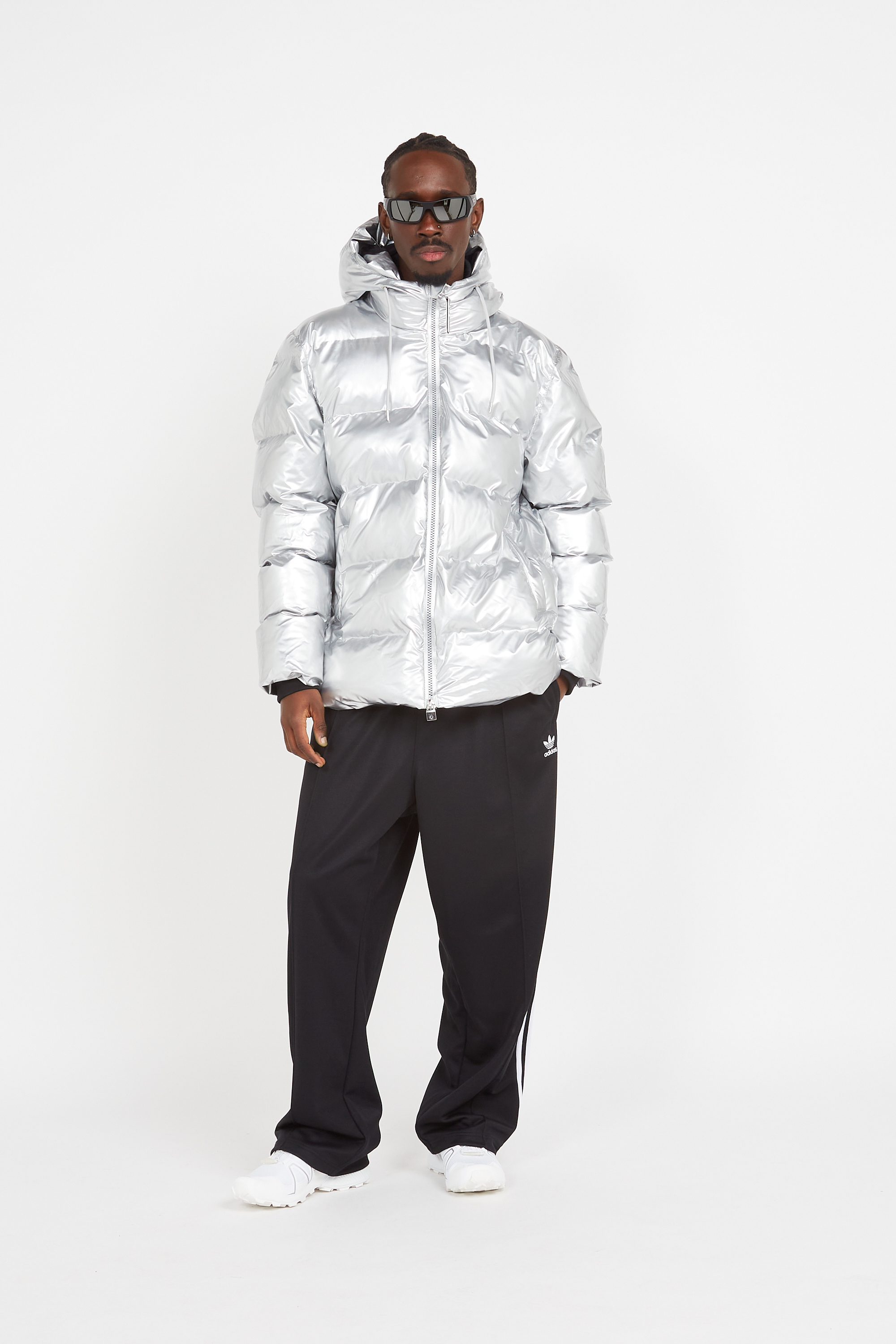 Lightweight quilted padded jacket with high neck Silver