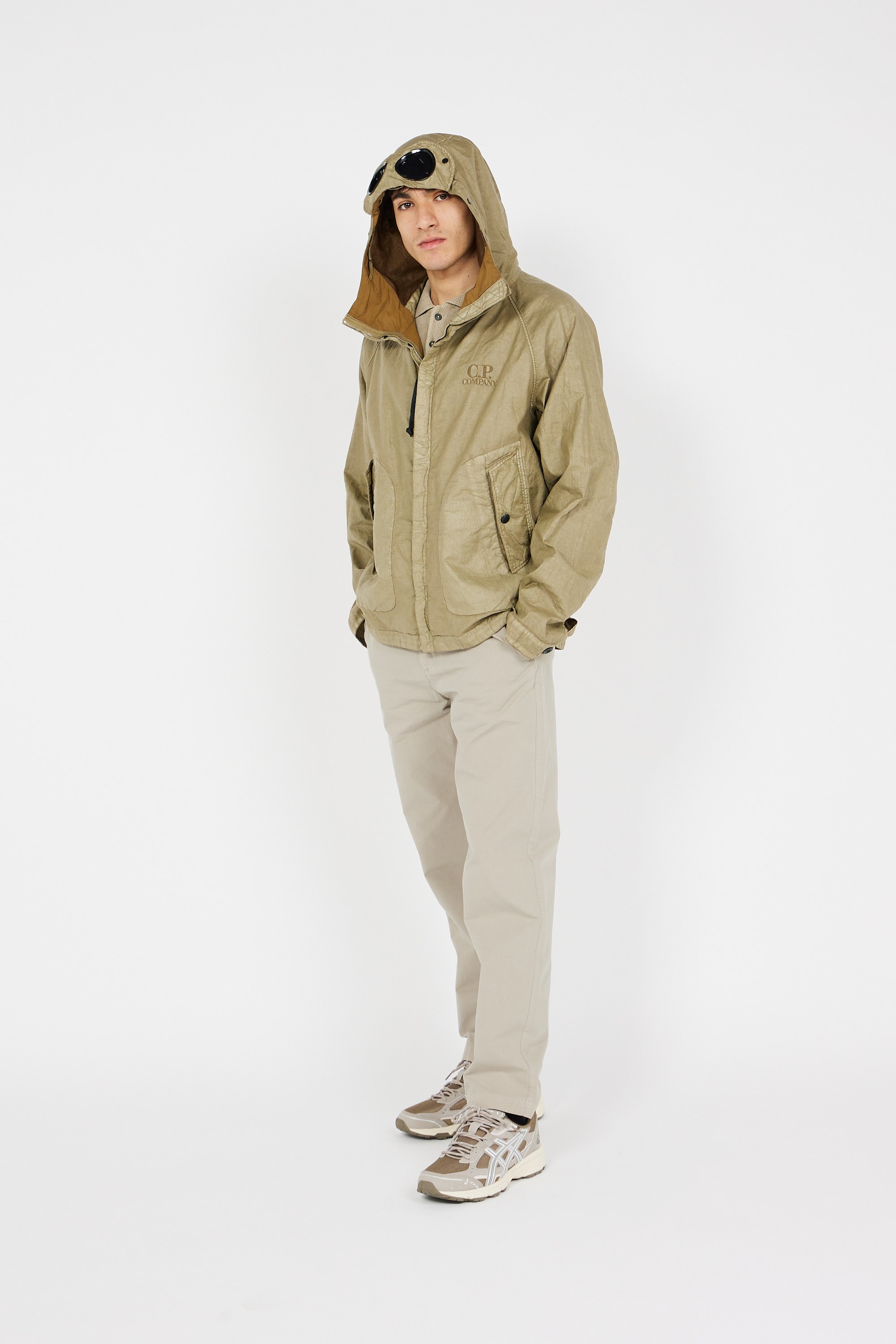 Jacket Lino wax goggle jacket Khaki C. P. Company - Gcds